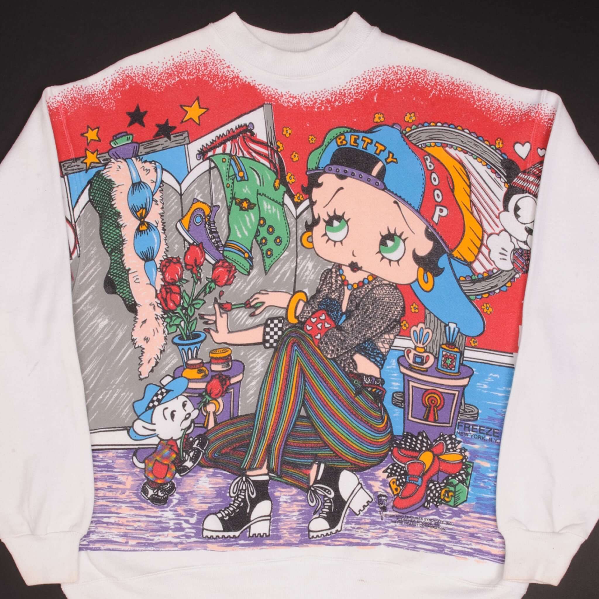 Vintage Betty Boop All Over Print Sweatshirt 1994 XL Made in USA - Retro Cartoon Fashion for Casual Wear & Collectors