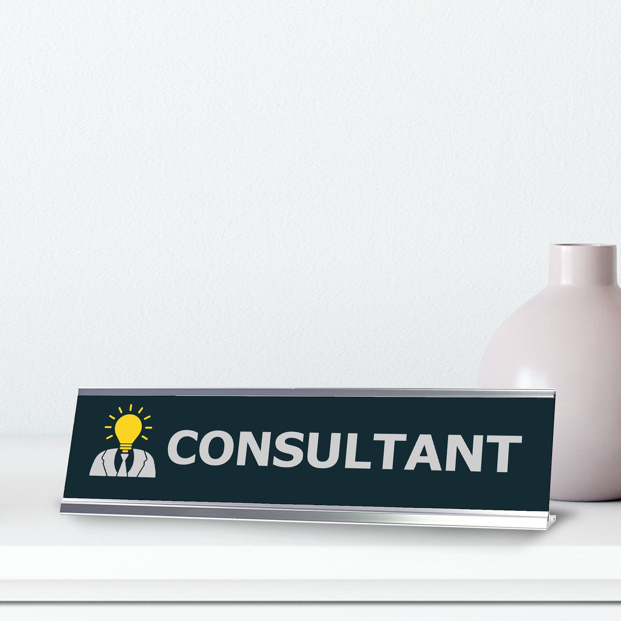 Professional Consultant Bulb - Silver Frame Desk Sign (2x8