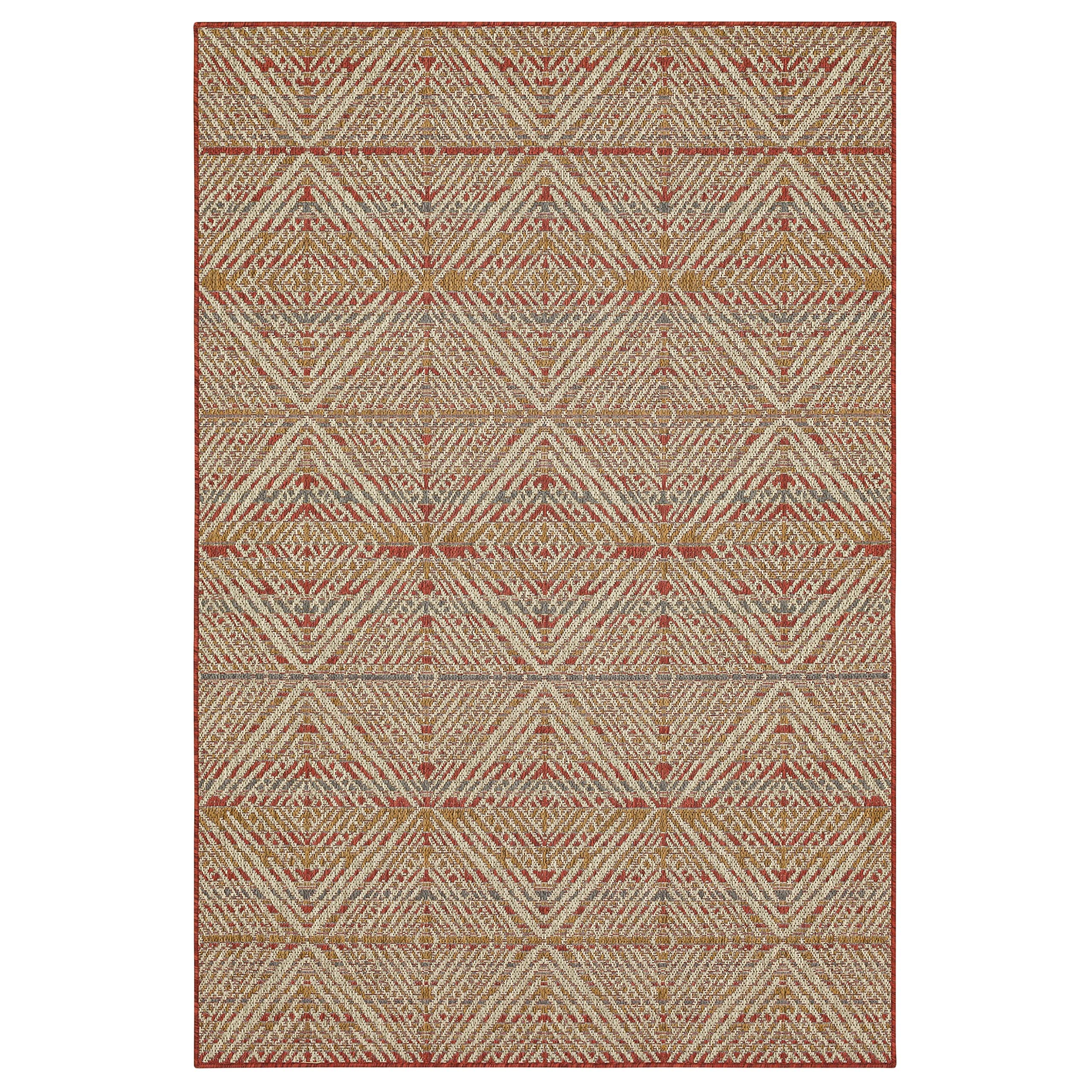 Mohawk Home Indoor/Outdoor Flatwoven Area Rug - Argyle Red 8' x 10' - Durable Patio Rug for Deck, Poolside & Outdoor Living Spaces