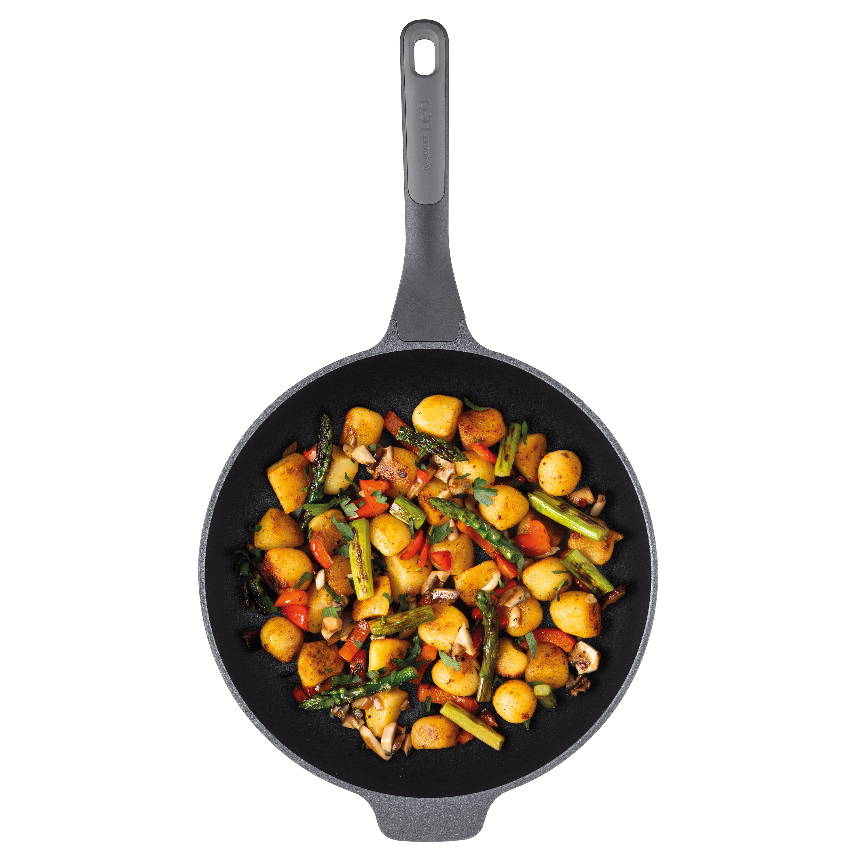 BergHOFF Leo Stone+ Nonstick Ceramic 12-Inch Wok Pan 5.3 Quart, Recycled Aluminum Construction - Perfect for Stir-Frying, Sauteing & Asian Cooking
