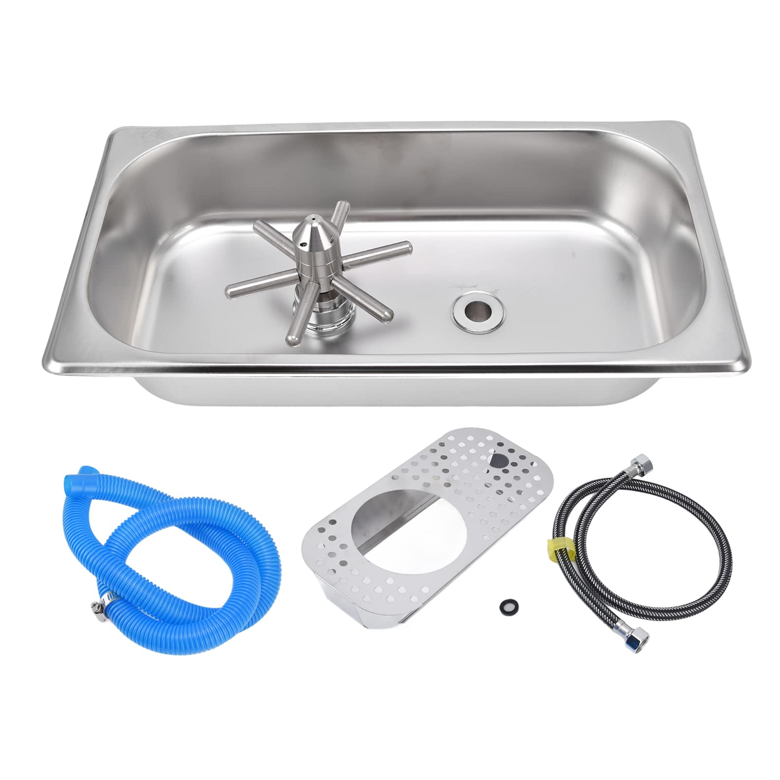 Stainless Steel Automatic Rotating Glass Rinser & Cup Washer - Bar Sink Glass Cleaner for Coffee Shops, Restaurants & Home Kitchens | Fast Cleaning for Wine Glasses, Beer Mugs & Bottles (Model B121201)