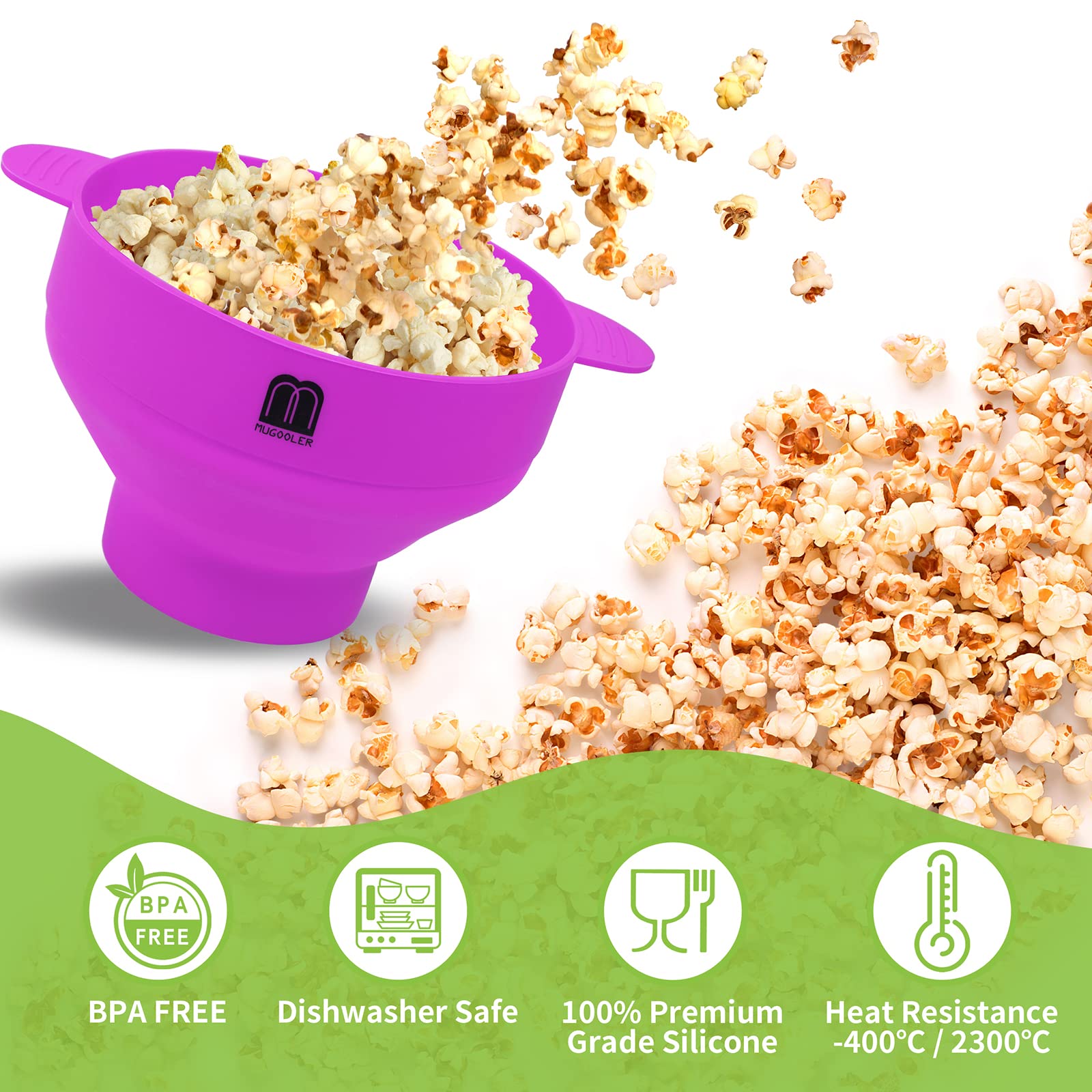 Original Microwave Popcorn Popper - Silicone Collapsible Popcorn Maker with Lid | BPA-Free & Dishwasher Safe | Quick & Easy Homemade Snack | Perfect for Movie Nights, Parties & Family Gatherings (Purple)