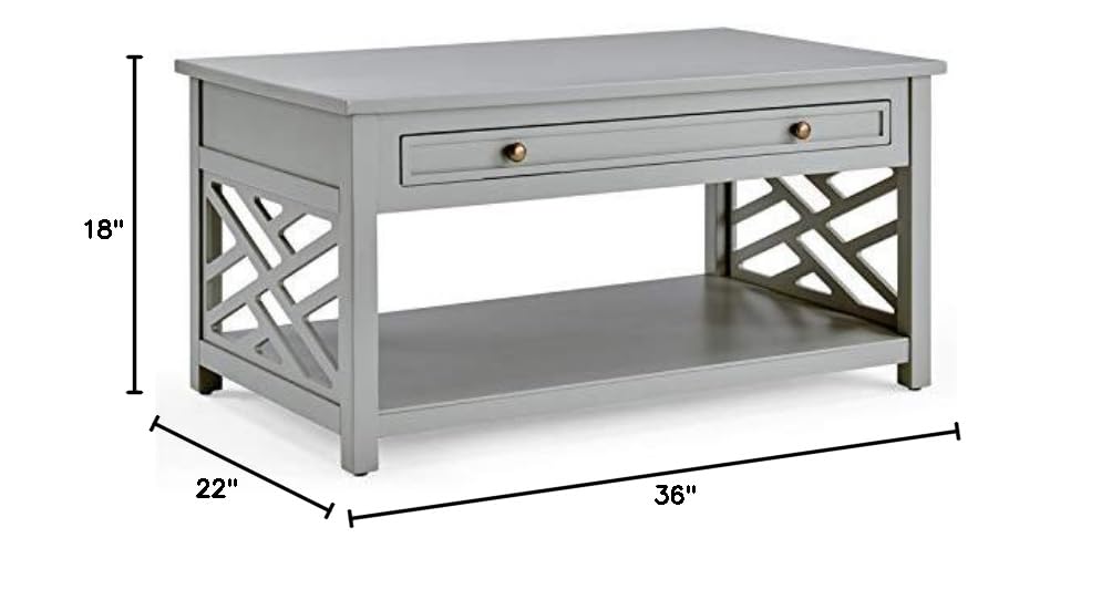 BOWERY HILL 36 Inch Wide Gray Wood Coffee Table with Storage Drawer - Perfect for Living Room, Office, and Small Spaces