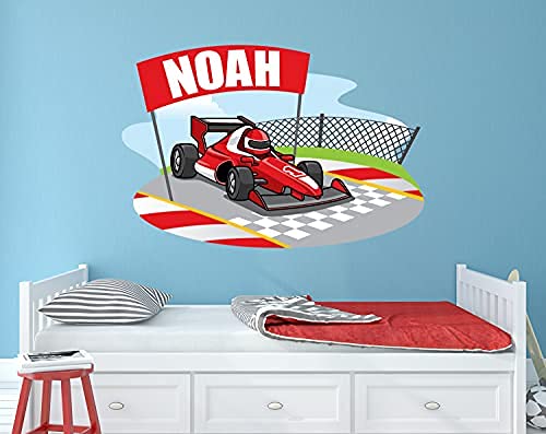 Custom Formula 1 Race Car Wall Decal - Personalized Name Vinyl Sticker for Kids Boys Room Decor (30