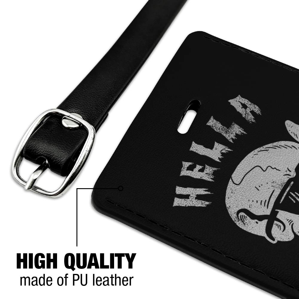 Halloween Skull Leather Luggage Tag - Gothic Rectangle ID Card Holder for Suitcases & Bags - Perfect for Halloween Travel & Spooky Themed Events