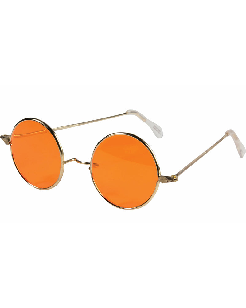 Vintage 60s Round Orange Hippie Sunglasses - Retro Hippie Style Sunglasses for Men & Women - Perfect for Music Festivals, Costume Parties & 70s Themed Events