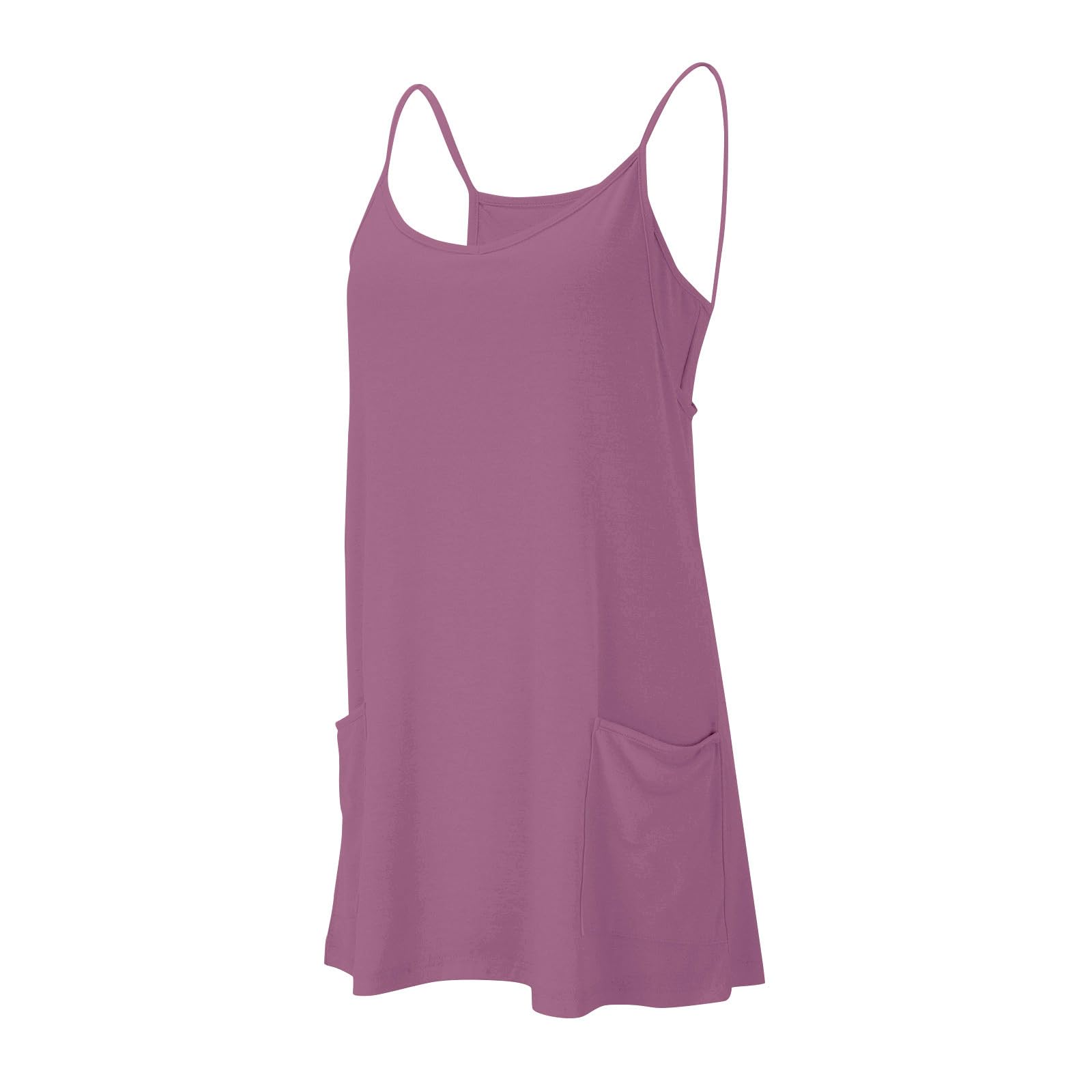 2024 Women's Summer Tennis Dress - Sleeveless Workout Mini Dress with Shorts Pockets for Golf & Athletic Activities | Perfect for Court, Gym & Casual Wear
