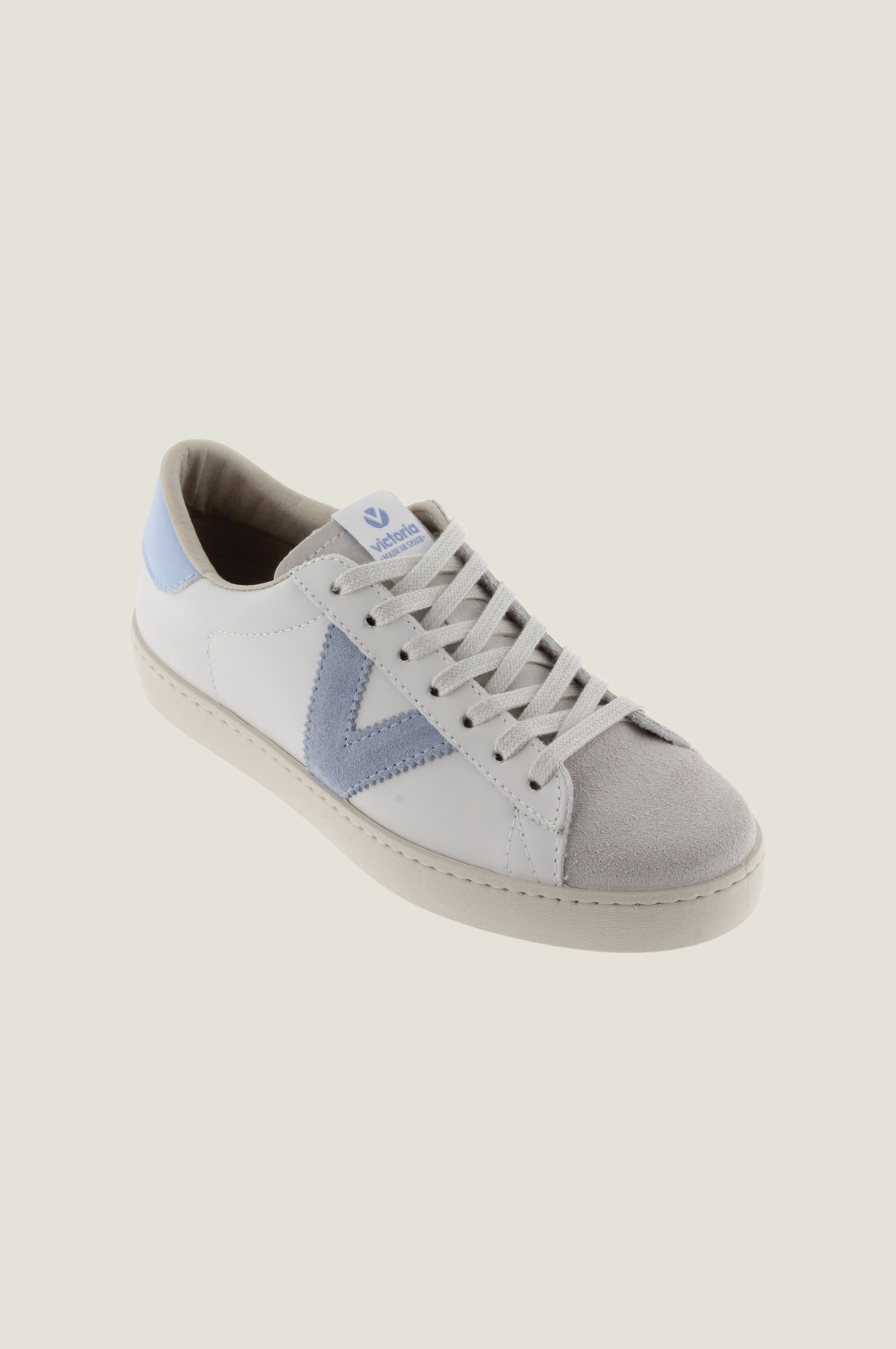 VICTORIA Berlin Low Top Sneakers for Women - White & Blue Casual Shoes for Walking, Running & Everyday Wear