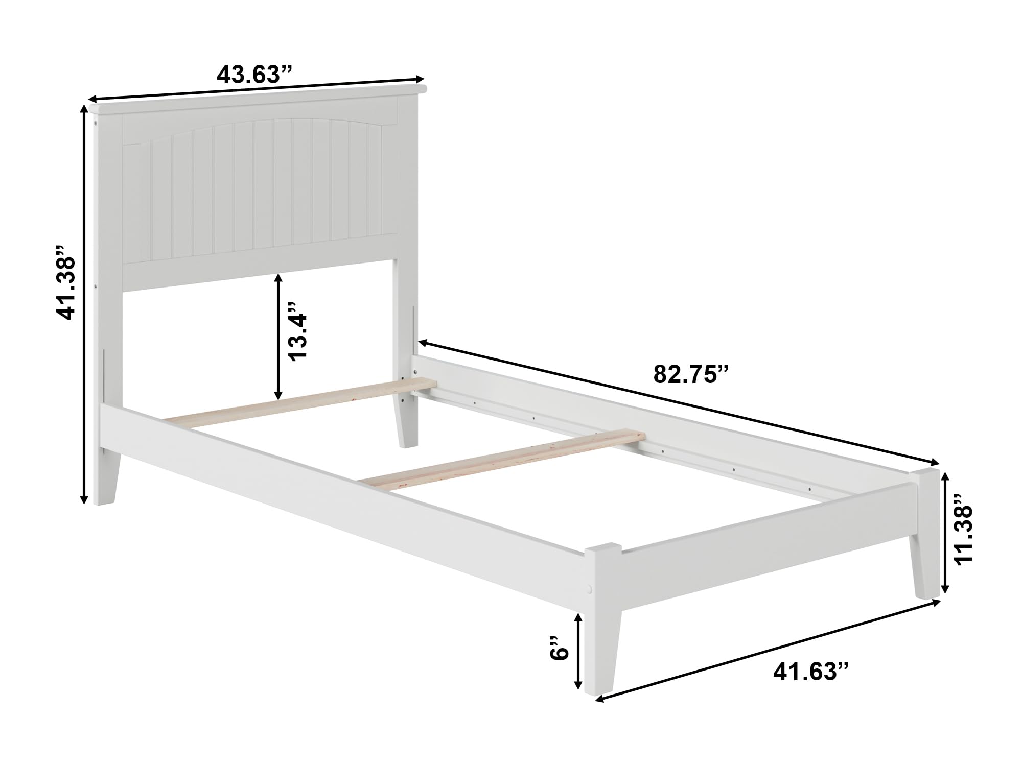 AFI Nantucket Twin XL Bed Frame with Built-in USB Charger - White | Modern Bedroom Furniture for Small Spaces & Guest Rooms