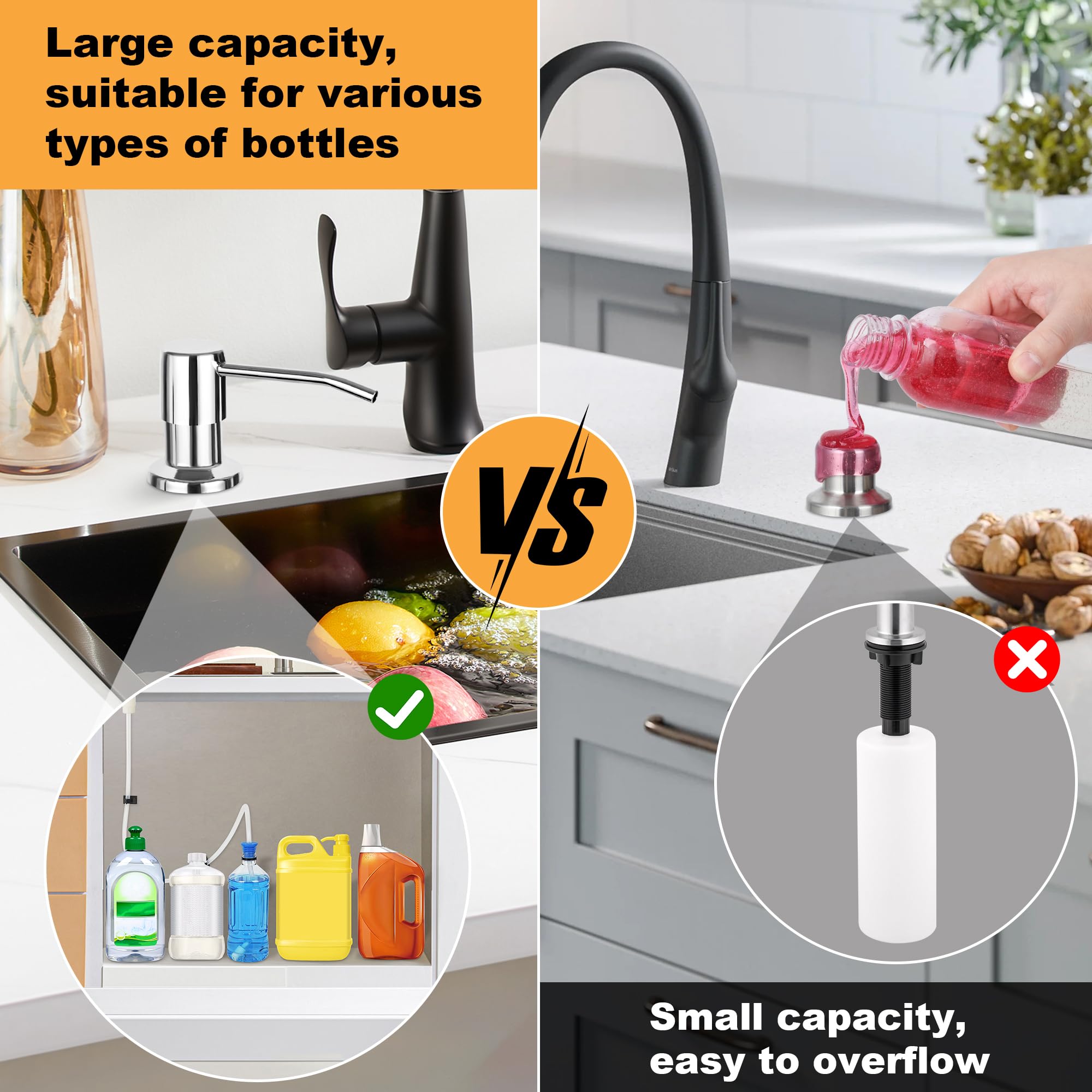 Stainless Steel Kitchen Soap Dispenser with 47