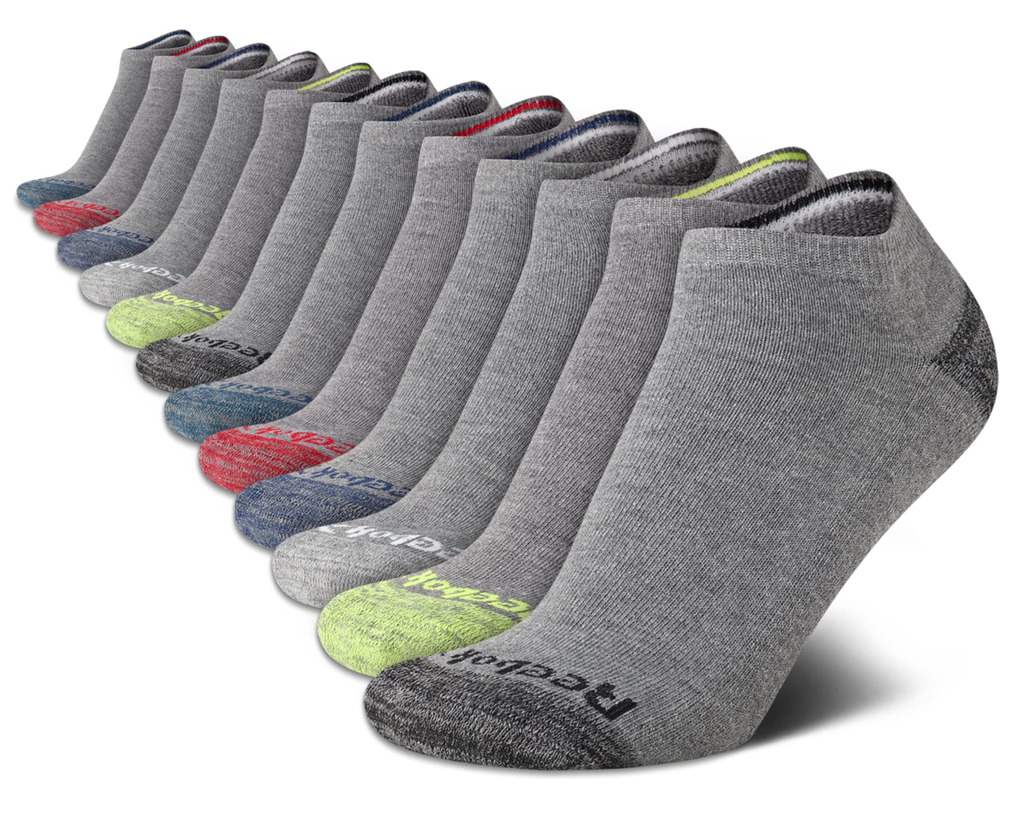Reebok Boys' Athletic Low Cut Ankle Socks - 12 Pack Breathable Sports Socks for Running, Basketball & Everyday Wear