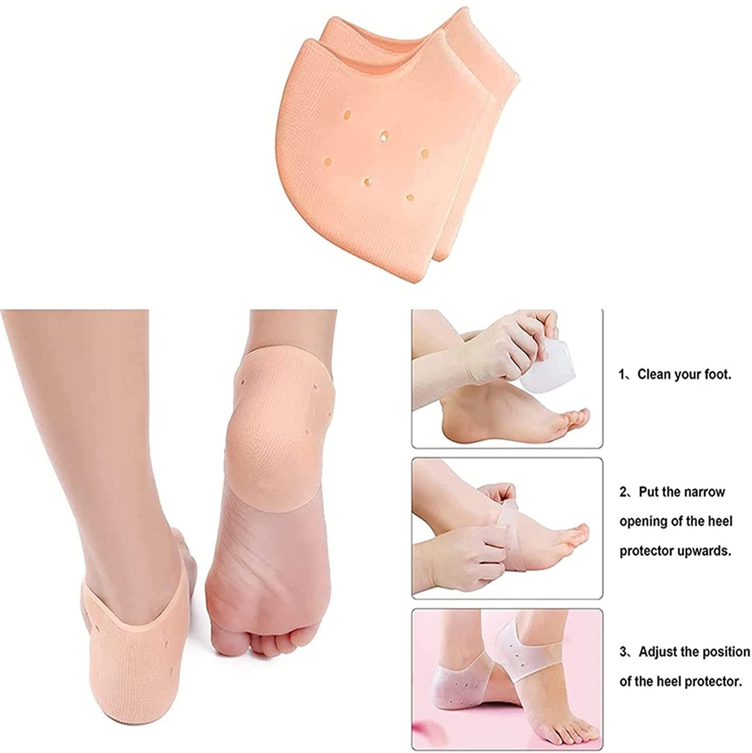 Style Keepers 6-Pack Silicone Gel Heel Pad Socks for Women - Pain Relief, Anti-Crack, Bone & Heel Spurs Protection (3 Pairs) - Comfortable Foot Care for Sandals, Shoes & Daily Wear