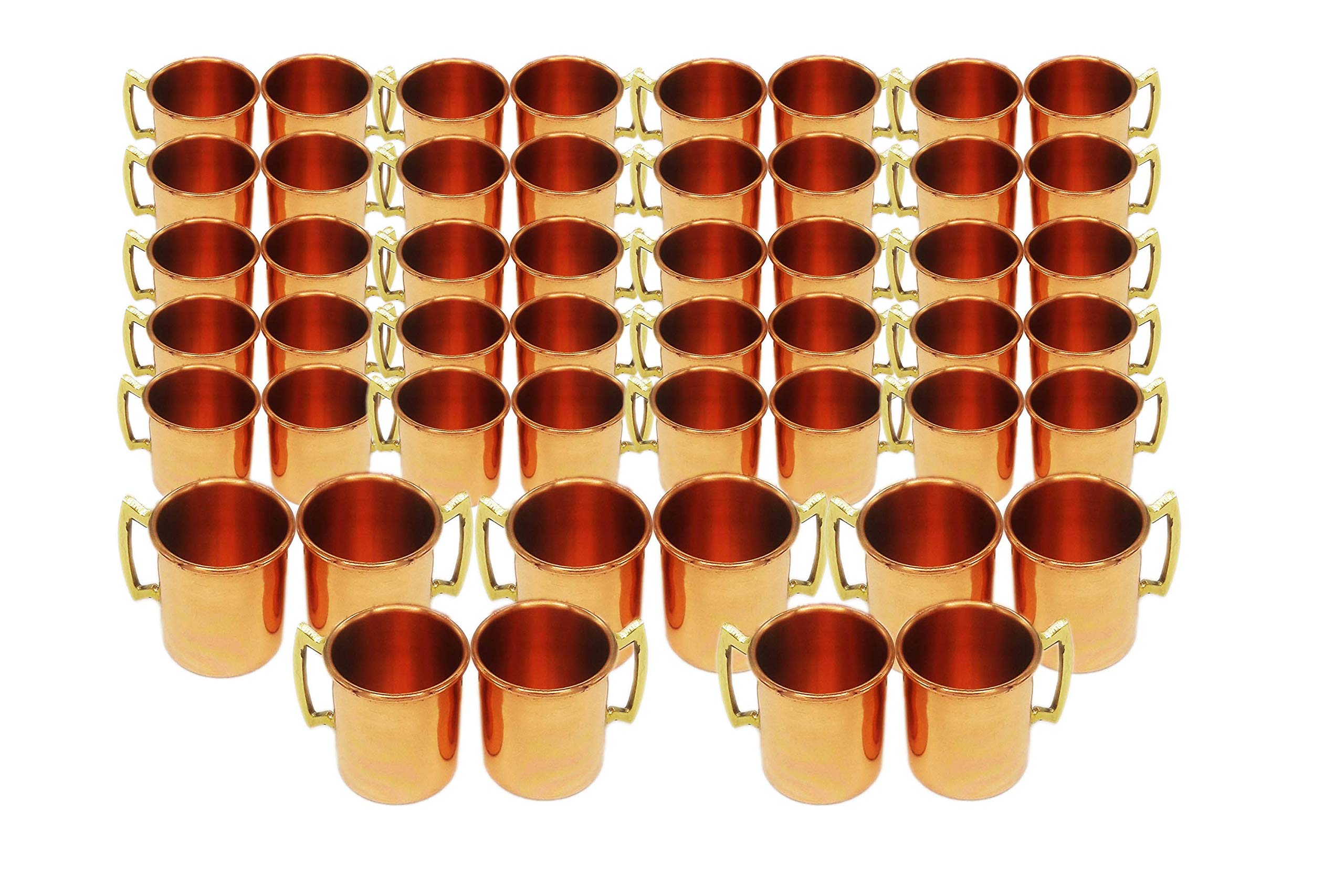 50 Handcrafted Smooth Copper Bar Glasses - 2 Ounce Capacity - Elegant Cocktail, Wine & Shot Glasses Set for Home Bar, Party & Wedding Decor