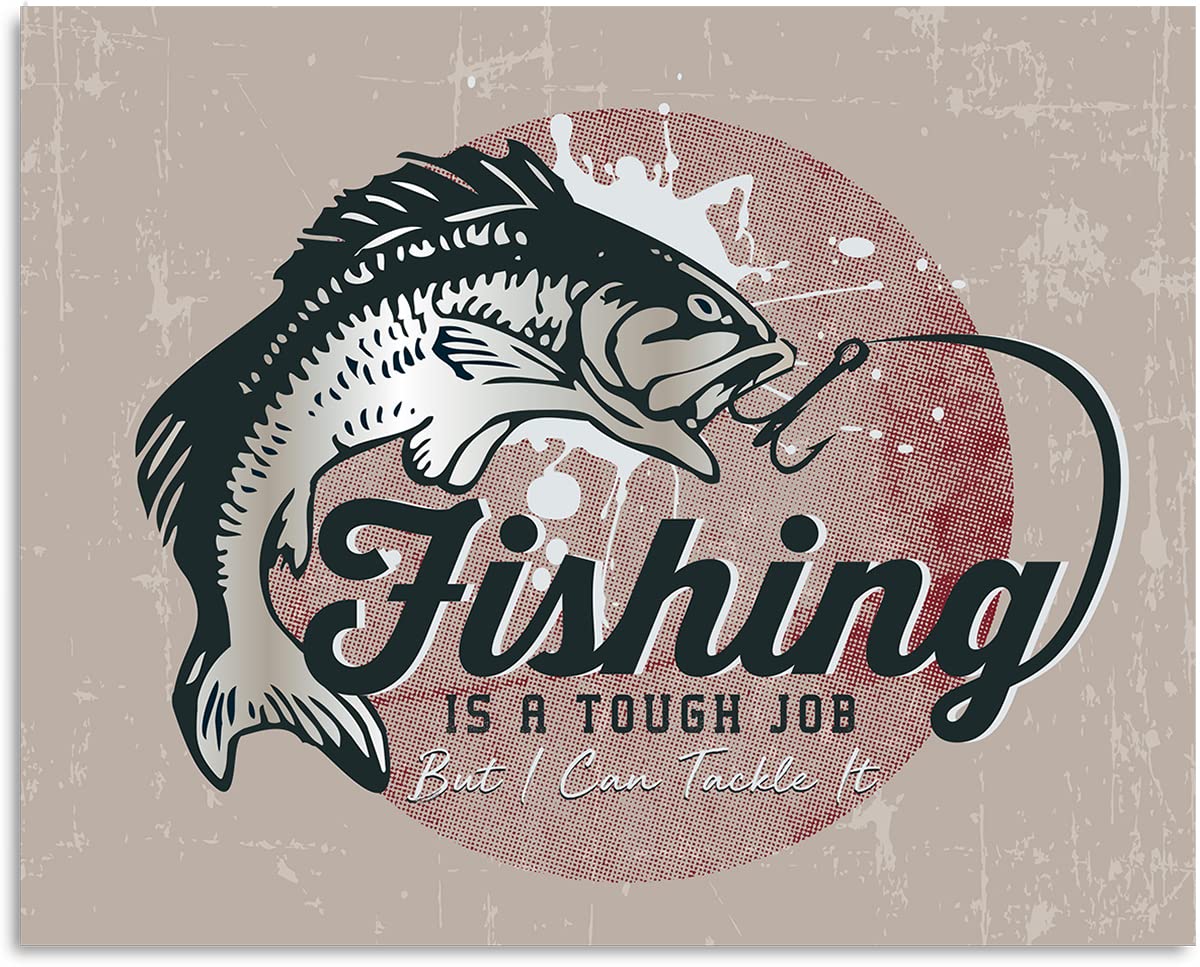 Fishing Wall Art Print - Fisherman Gift for Cabin & Farmhouse Decor 10x8