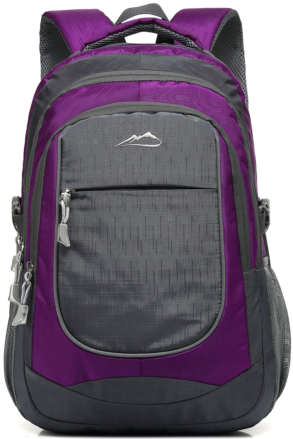 Durable 15.6 Inch Laptop Backpack for School, College, Travel & Hiking - Multi-Compartment Water-Resistant Book Bag with USB Charging Port & Reflective Strips (Black/Purple) - Perfect for Students, Professionals & Outdoor Enthusiasts