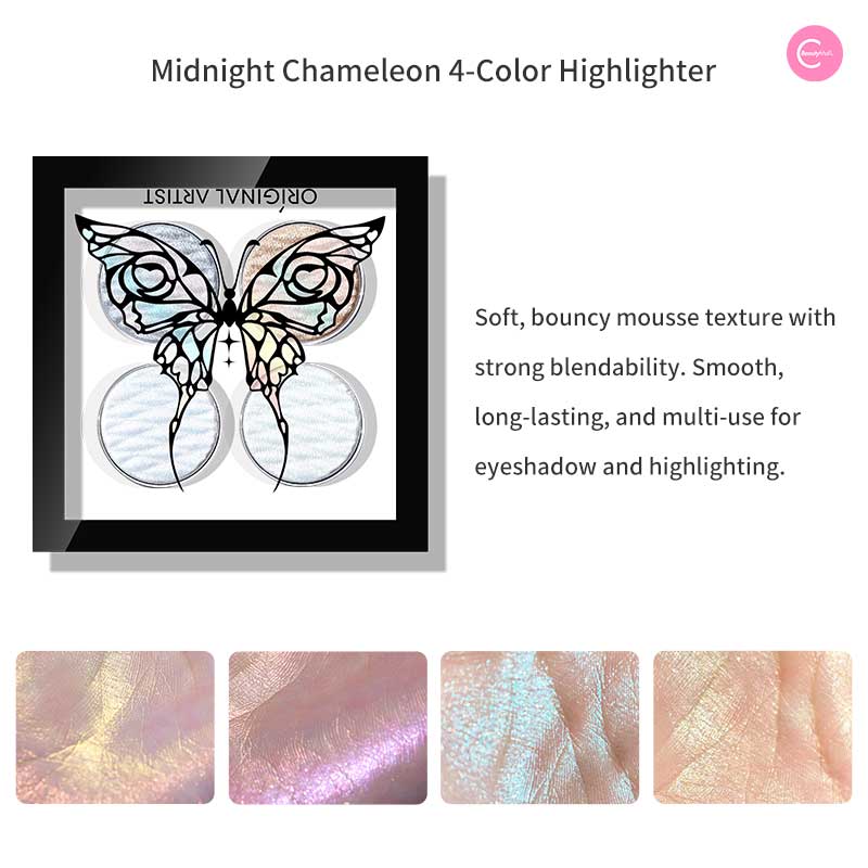 ORIGINAL ARTIST Chameleon 4-Color Highlighter Palette - Professional Makeup for Contouring & Glowing Skin | Perfect for Daily Use, Special Occasions & Photoshoots