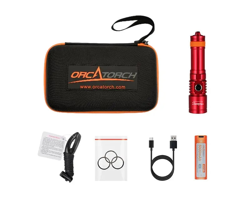 Orcatorch D710 Professional Dive Torch - 3000 Lumens Ultra Bright Underwater Flashlight for Scuba Diving, Snorkeling, Night Fishing & Emergency Use