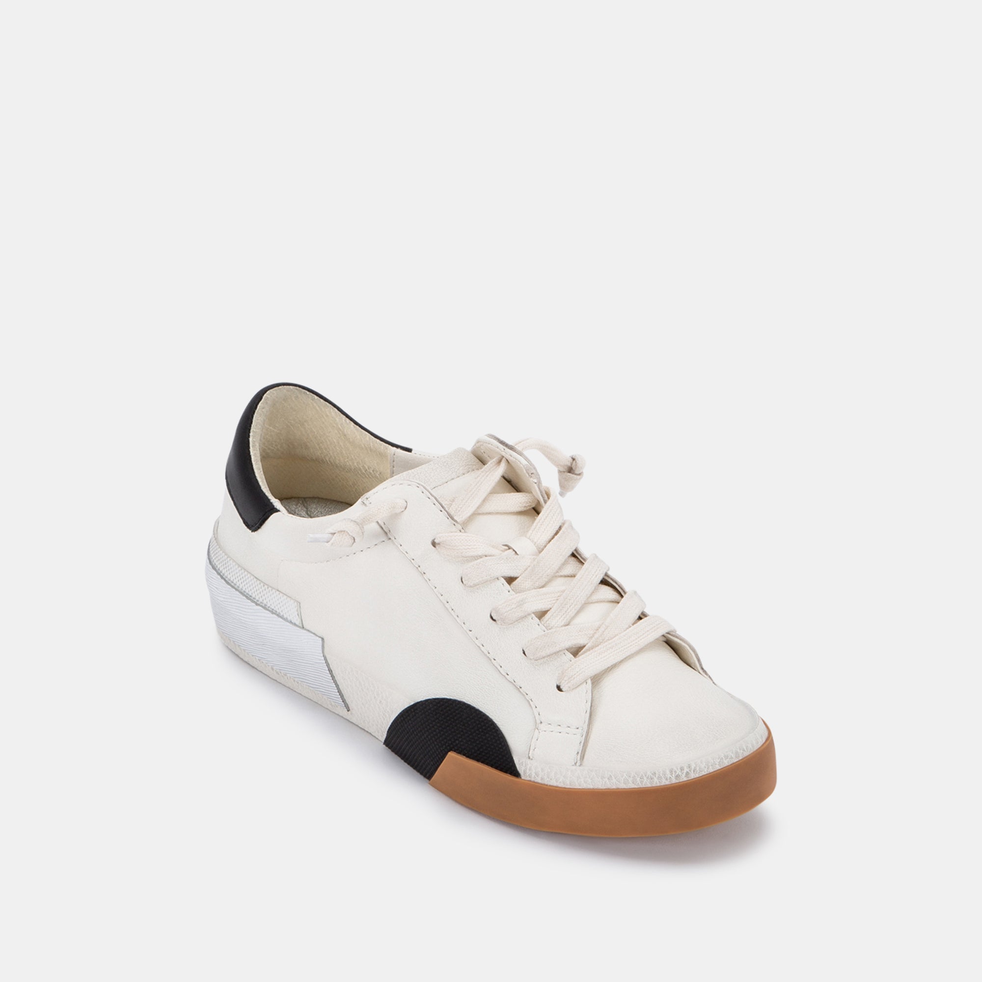 ZINA White & Black Leather Sneakers for Women - Comfortable Casual Walking Shoes for Everyday Wear, Gym, and Travel