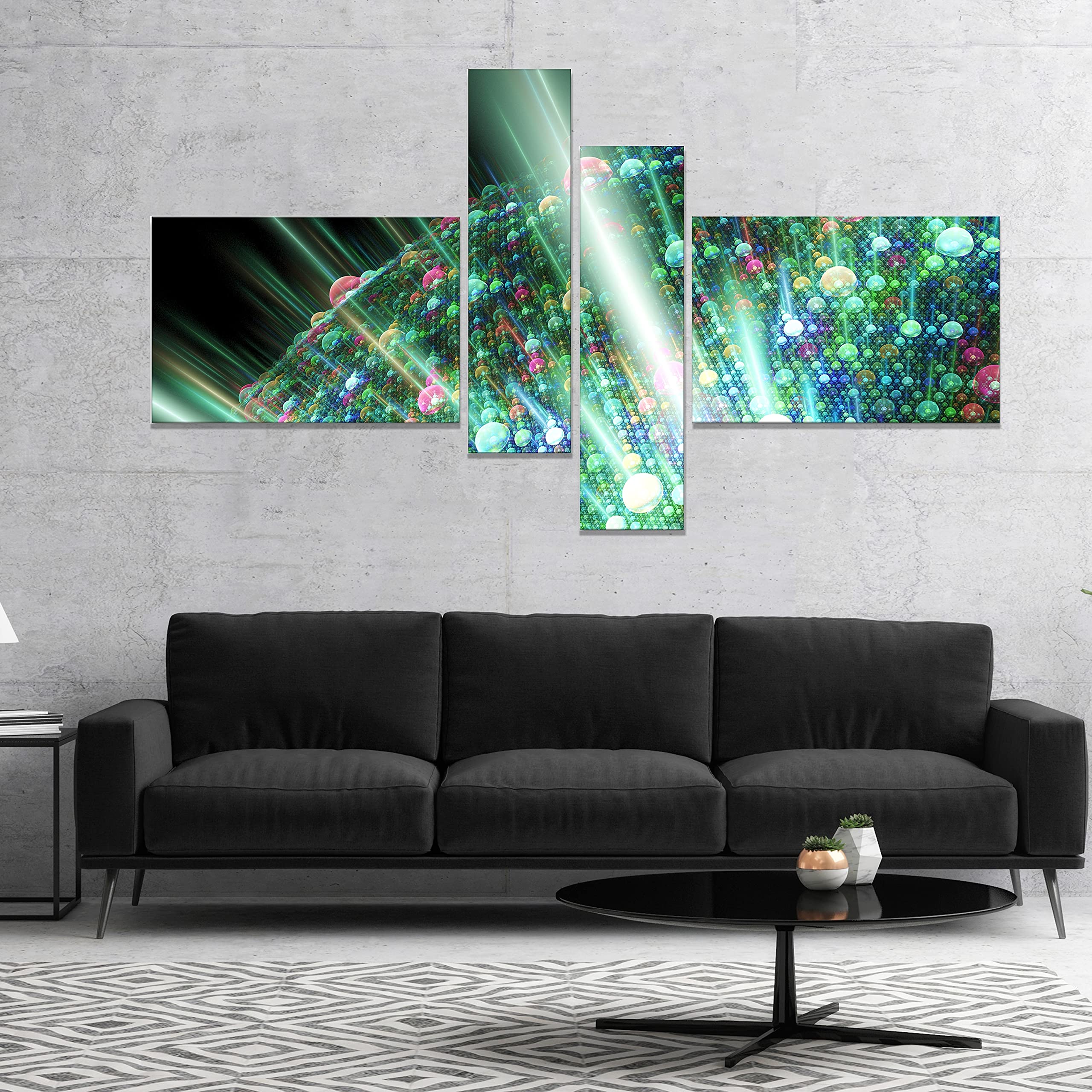 Bright Blue Solar Bubbles Planet Abstract Canvas Wall Art - 5 Panel Modern Home Decor (60x32 Inches) | Perfect for Living Room, Bedroom & Office Spaces