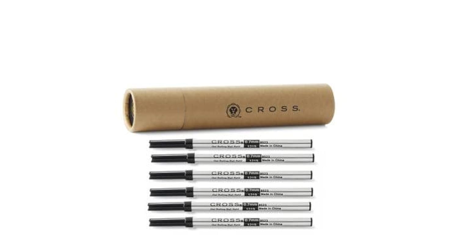 Premium Cross Rollerball Refills for Selectip Gel Roller Ball Pens - 6-Pack with Storage Tube (New Version) - Ideal for Office, School & Business Writing Needs