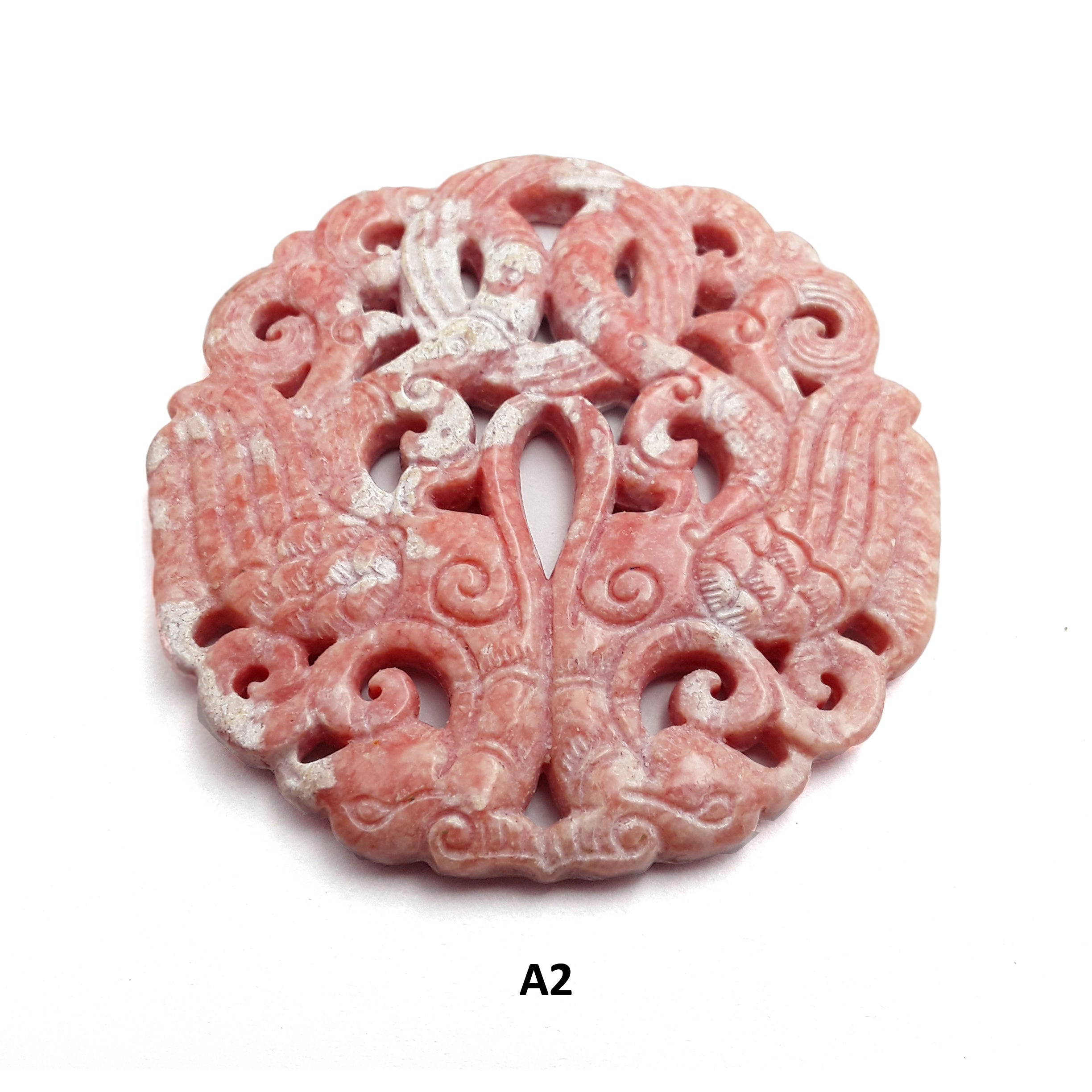 Exquisite Pink & White Jade Hand-Carved Chinese Pendant Necklace - 68mm to 74mm - Authentic Feng Shui Jewelry for Women - Perfect for Meditation, Gifts & Spiritual Healing