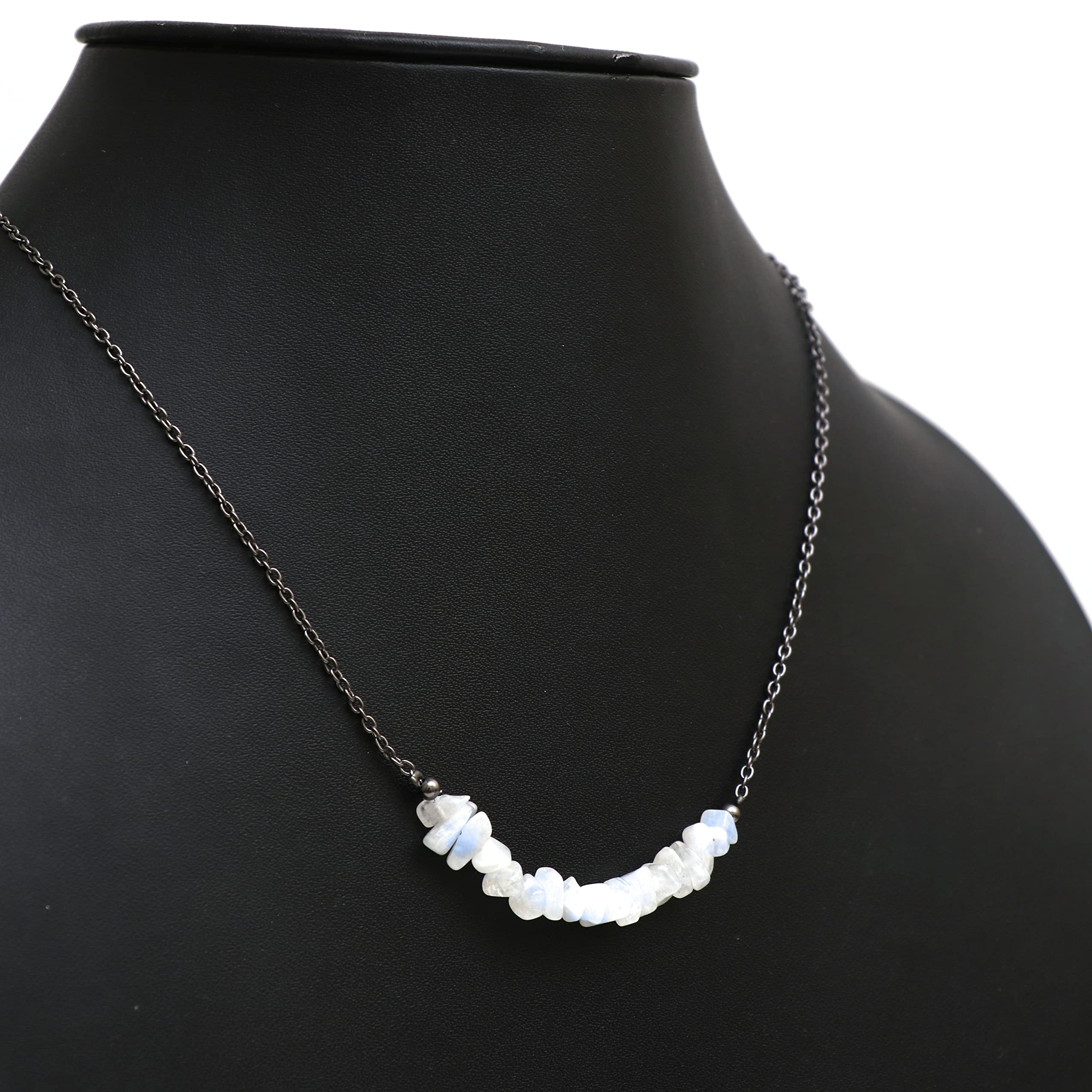 Gempires Rainbow Moonstone Crystal Necklace - June Birthstone Jewelry for Women | 18 Inch Hypoallergenic Black Plated Necklace | Perfect for Birthdays, Anniversaries & Spiritual Healing
