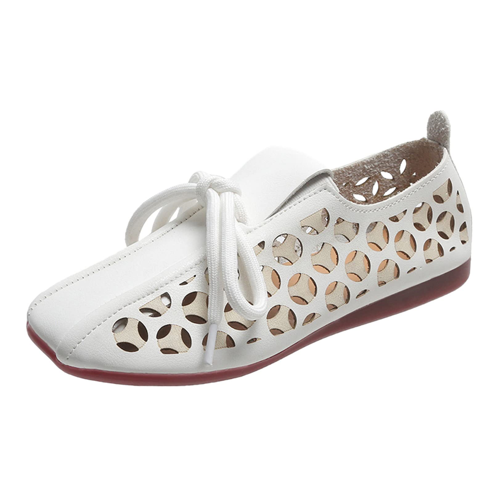 Women's Retro Lace-Up Casual Shoes - Hollow Out Flat Pumps in Solid Colors | Size 11 | Perfect for Everyday Wear, Office & Date Nights