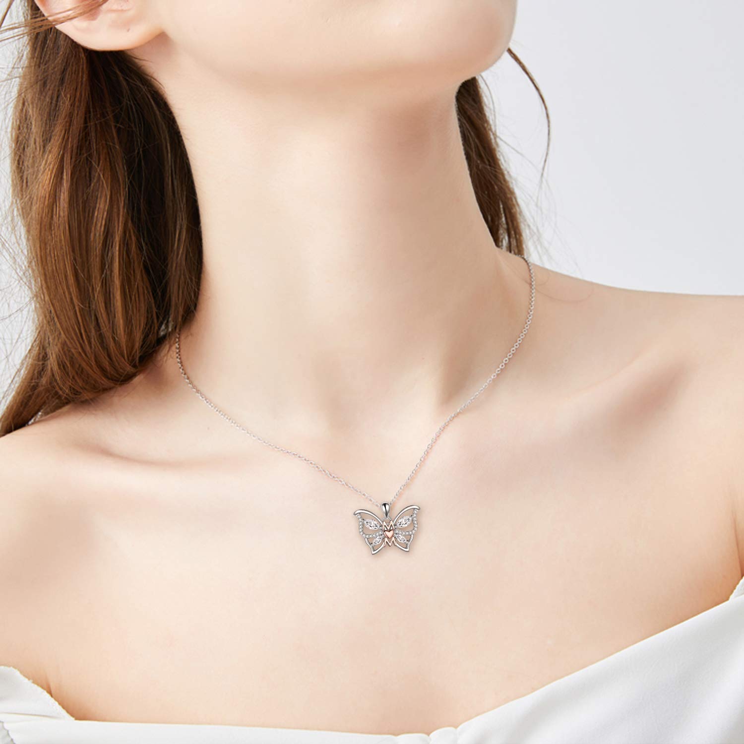 WINNICACA Sterling Silver Heart Butterfly Pendant Necklace - Thoughtful Mother's Day Gift from Daughter or Son, Birthday Present for Mom, Women's Jewelry | Perfect for Special Occasions & Everyday Wear