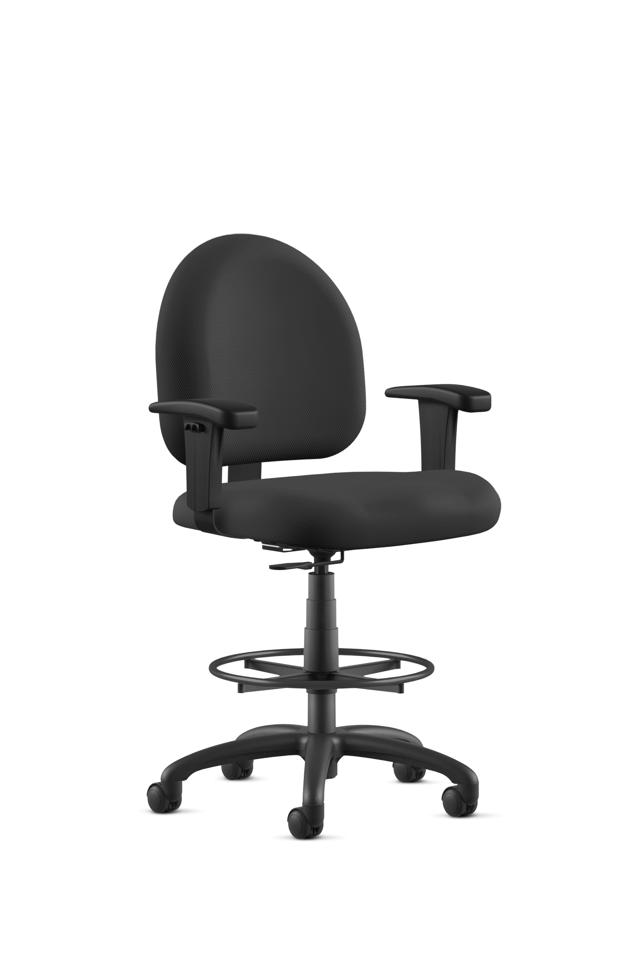 9 To 5 LOGIC 1726 Black Fabric 10-Drafting Stool with Foot Ring and Mid Back Support - Ergonomic Office Chair for Architects, Artists & Designers - Perfect for Drafting Tables, Studios & Workspaces