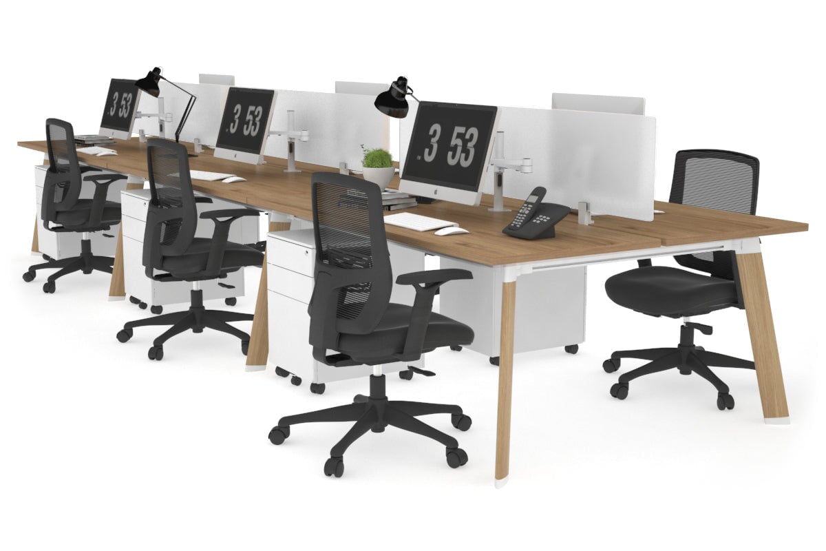 6-Person Wooden Workstation with Imprint Frame - 1600L x 700W Dimensions - Ideal for Office, Conference Room & Collaborative Workspaces