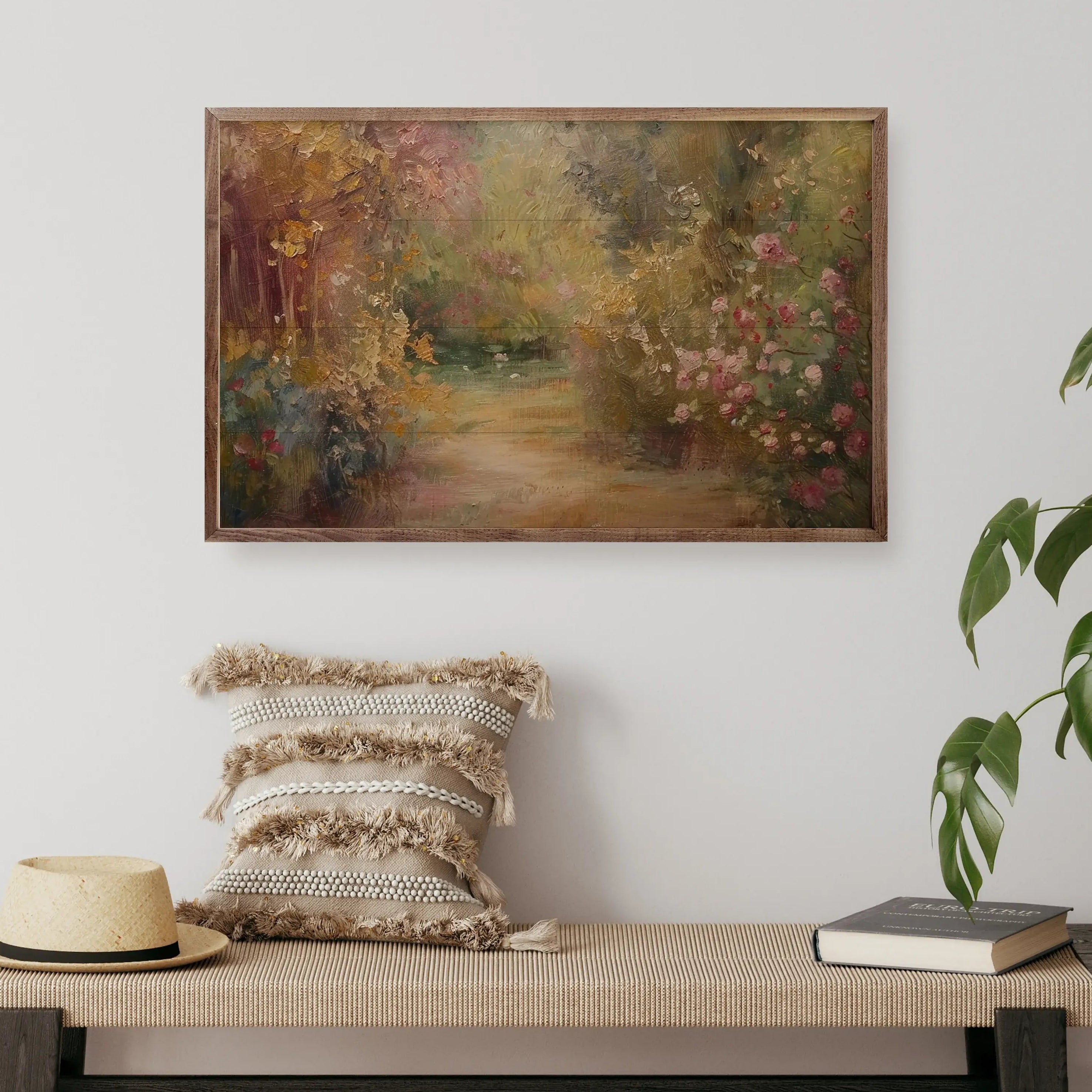 Blossoming Garden Wall Art - Wood Framed Floral Print Decor for Living Room, Bedroom & Office - Nature Inspired Home Decor
