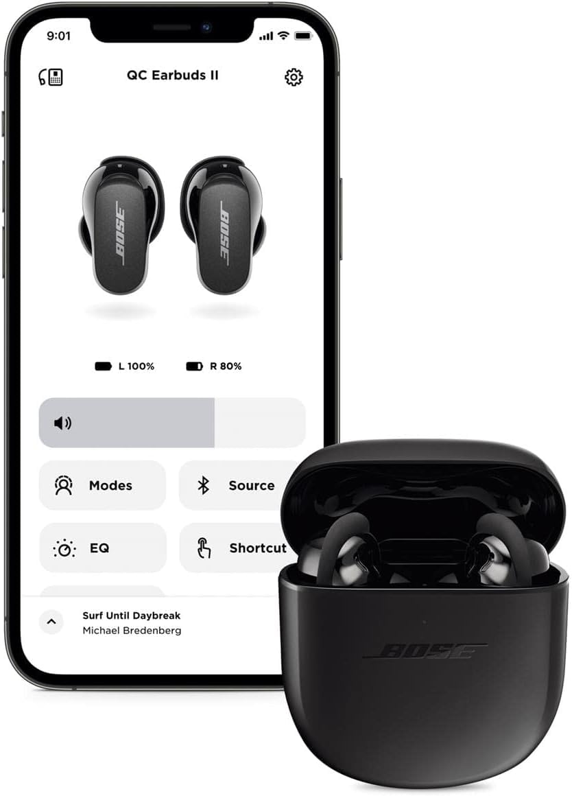Bose QuietComfort Earbuds II Wireless Bluetooth Earbuds with Active Noise Cancelling Technology - Personalized Noise Cancellation & Sound, Triple Black - Perfect for Travel, Workouts & Commuting