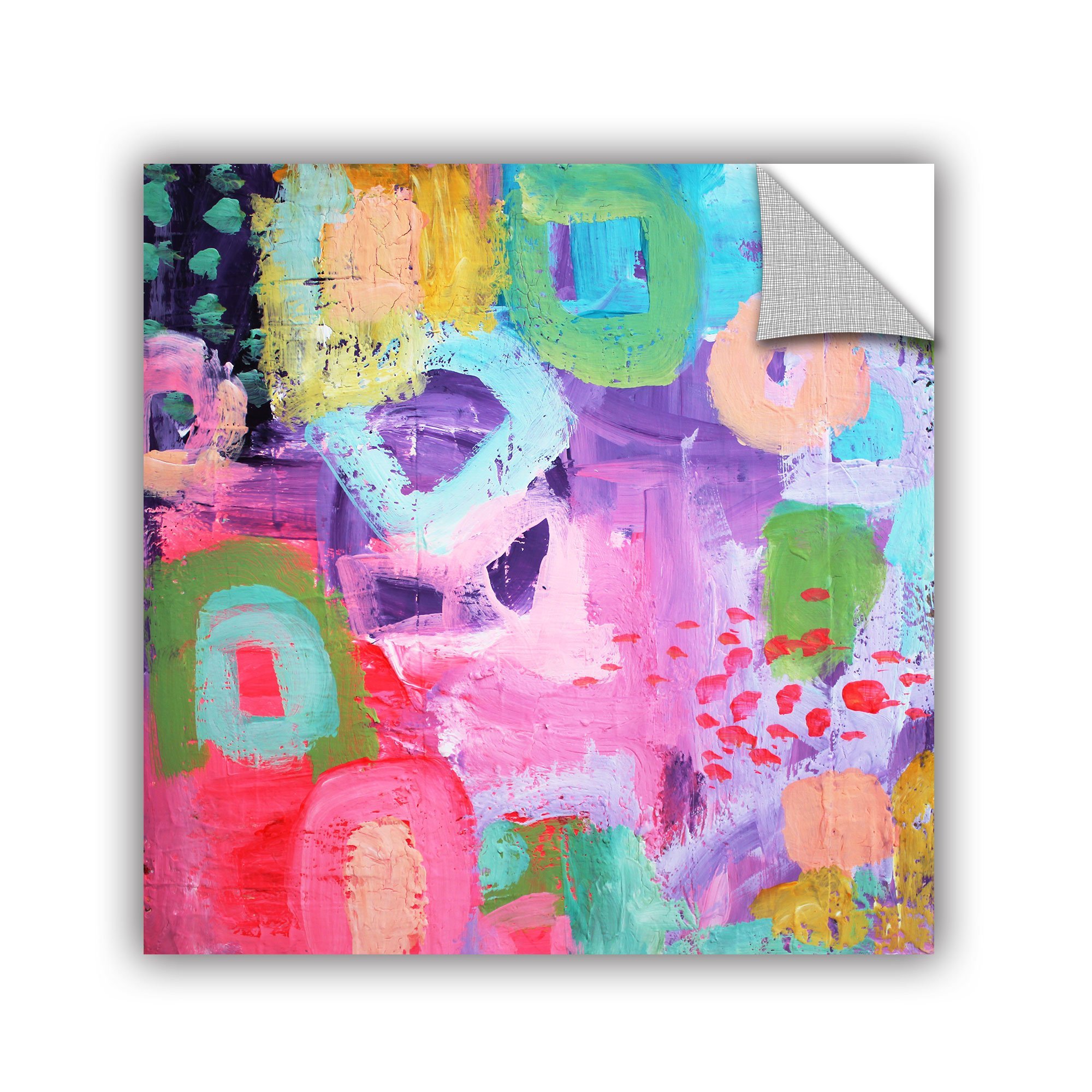 ArtWall Jolina Anthony's Garden Abstract III Removable Peel and Stick Wall Mural - 14x14 Inches Self-Adhesive Wallpaper - Perfect for Bedroom, Living Room, Nursery & Home Decor