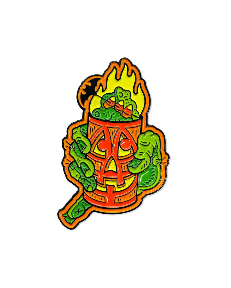 Tropiskull Jack O'Lantern Tiki Drink Pin - Halloween Party Decor, Tropical Themed Cocktail Accessory for Luau, Beach Bar, and Themed Events