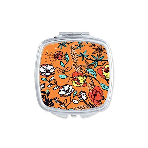 DIYthinker Orange Modern Art Lily Camellia Mirror - Portable Compact Double-Sided Makeup Mirror with Glass for Travel, Home Vanity & Handbag Essentials