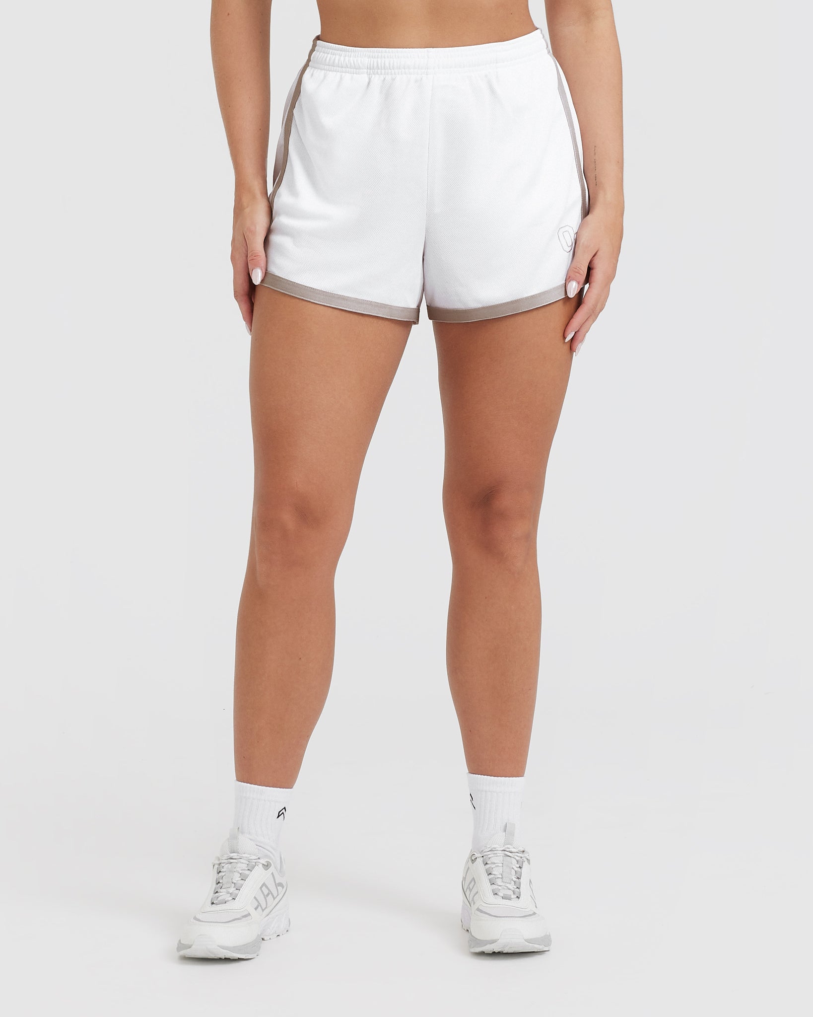 Premium White Varsity Shorts for Men & Women - Comfortable Athletic Shorts for Running, Gym, and Casual Wear | High-Quality Fabric & Breathable Design