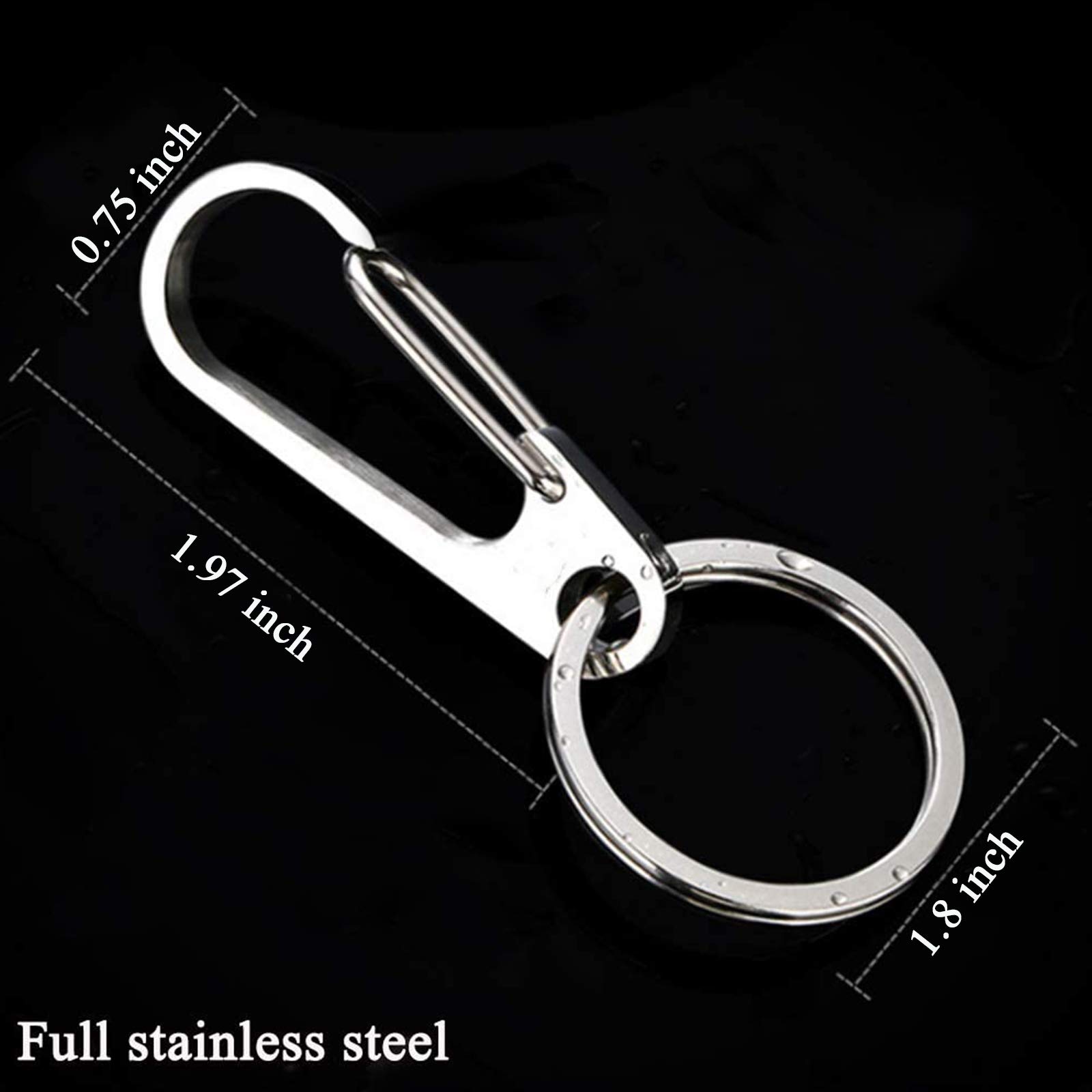 Stainless Steel Keychain Carabiner Clip - Quick Release Hook for Keys & Car Organizer (2 Pack) - Perfect for Key Management & Vehicle Use