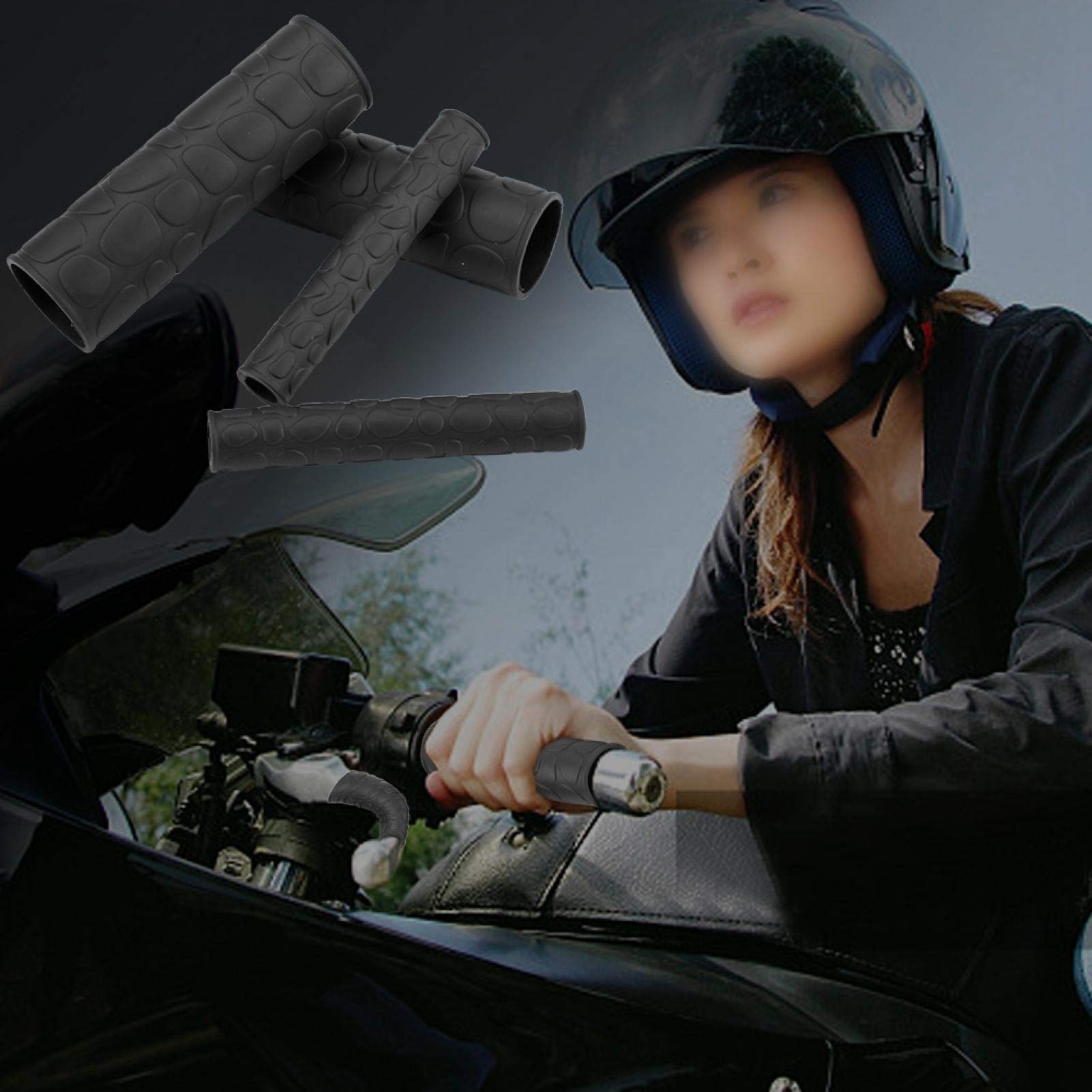 Universal Anti-Slip Motorcycle Grip Cover & Brake Lever Set - Black for Safe Riding