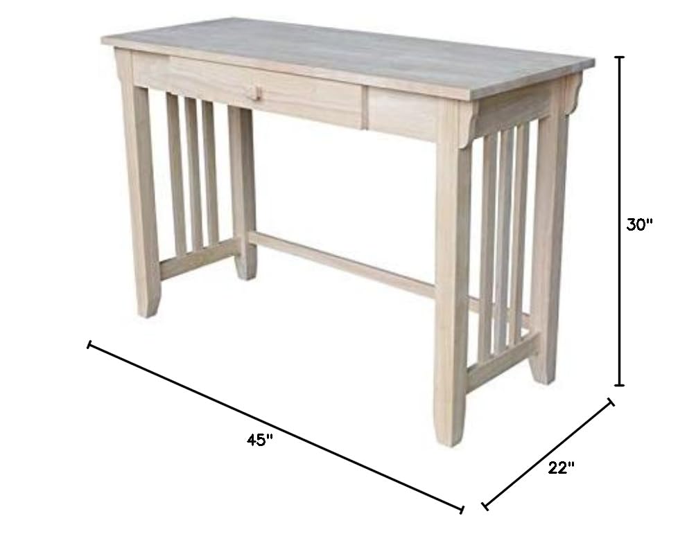 Pemberly Row Mid Century Modern Writing Desk with Drawer - Vintage Home Office Furniture for Small Spaces & Study Rooms