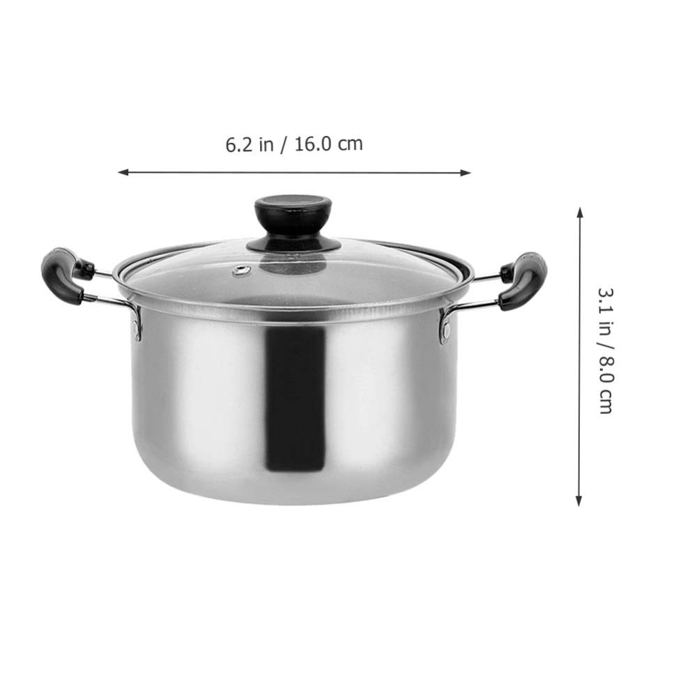 Premium Stainless Steel Soup Pot with Lid - 16cm Double Handle Stew Pan for Cooking, Pasta, Sauce & Noodles | Durable Household Cookware for Home Kitchen | Perfect for Soups, Stews, Chinese Cuisine & Meal Prep