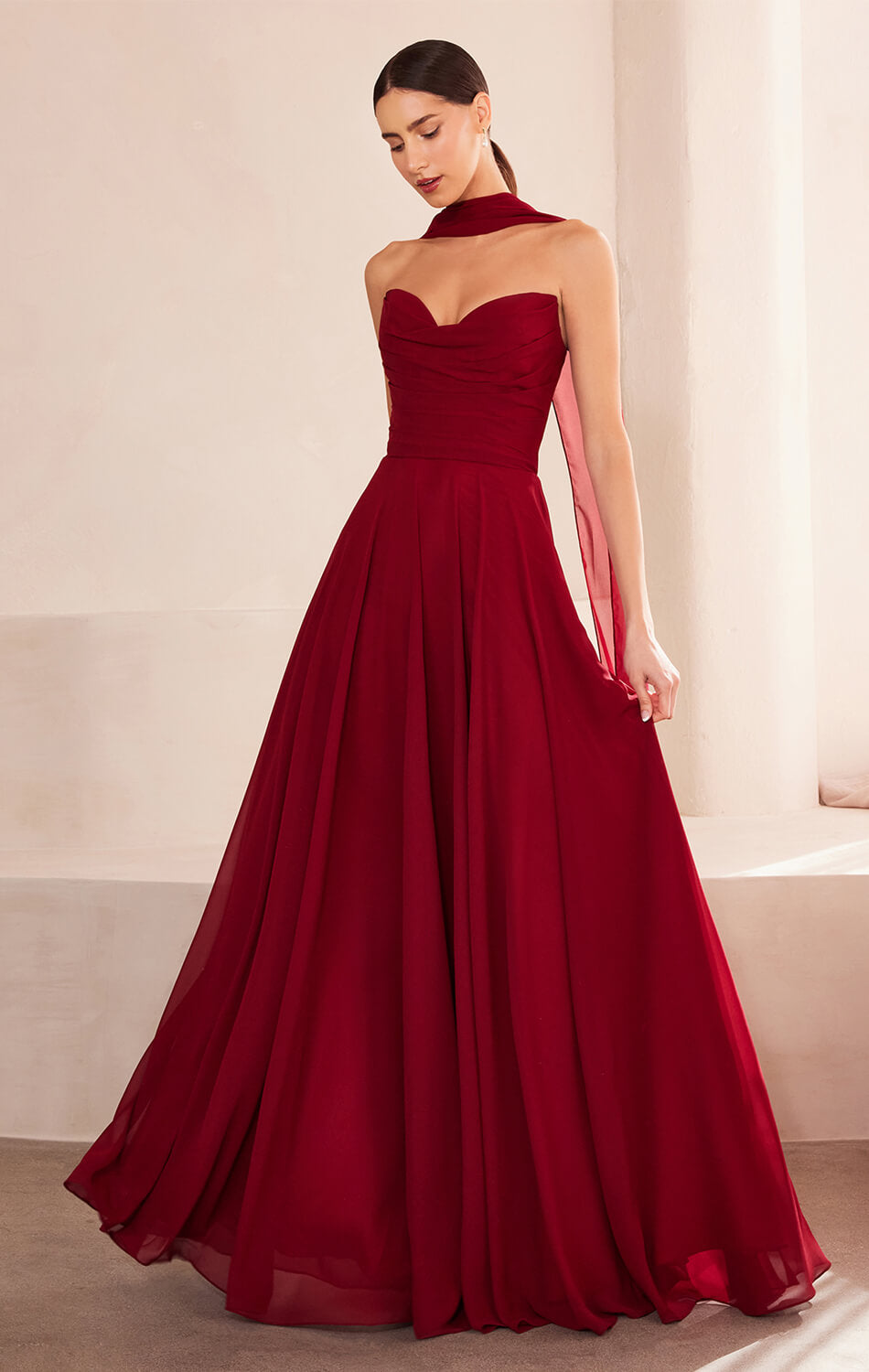 Ella Gown - A-Line Strapless Chiffon Wedding Dress for Brides | Perfect for Beach Weddings, Evening Galas & Formal Events