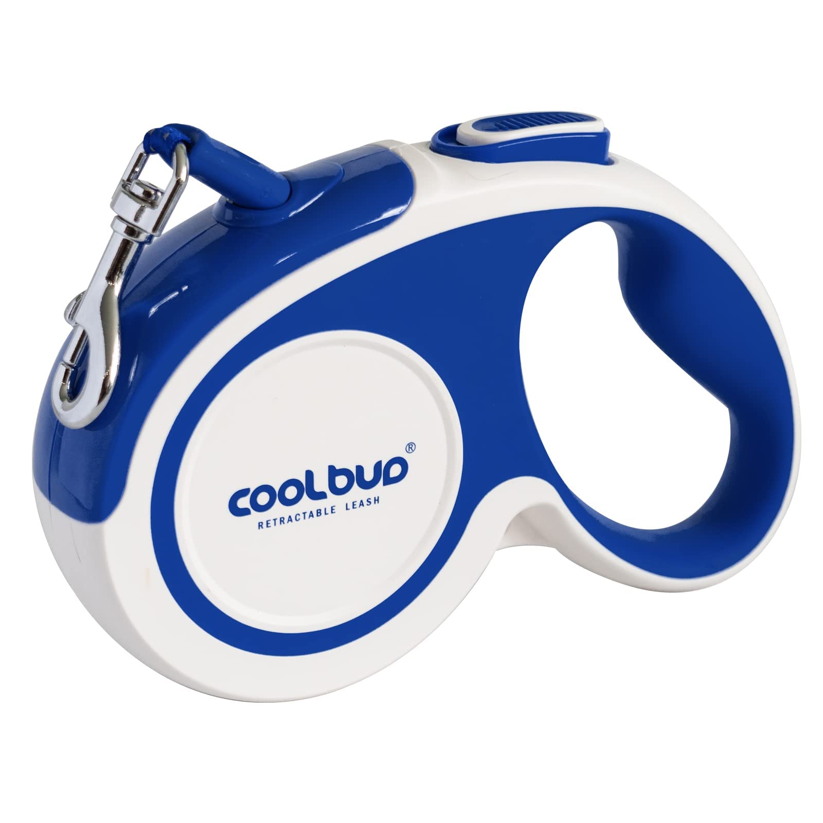 16FT Heavy Duty Retractable Dog Leash for Large Dogs up to 110lbs - Tangle-Free Nylon Tape with Reflective Stitching, Anti-Slip Handle & One-Hand Brake/Lock System (Blue, Large) - Perfect for Night Walks, Jogging & Outdoor Adventures with Your Pet