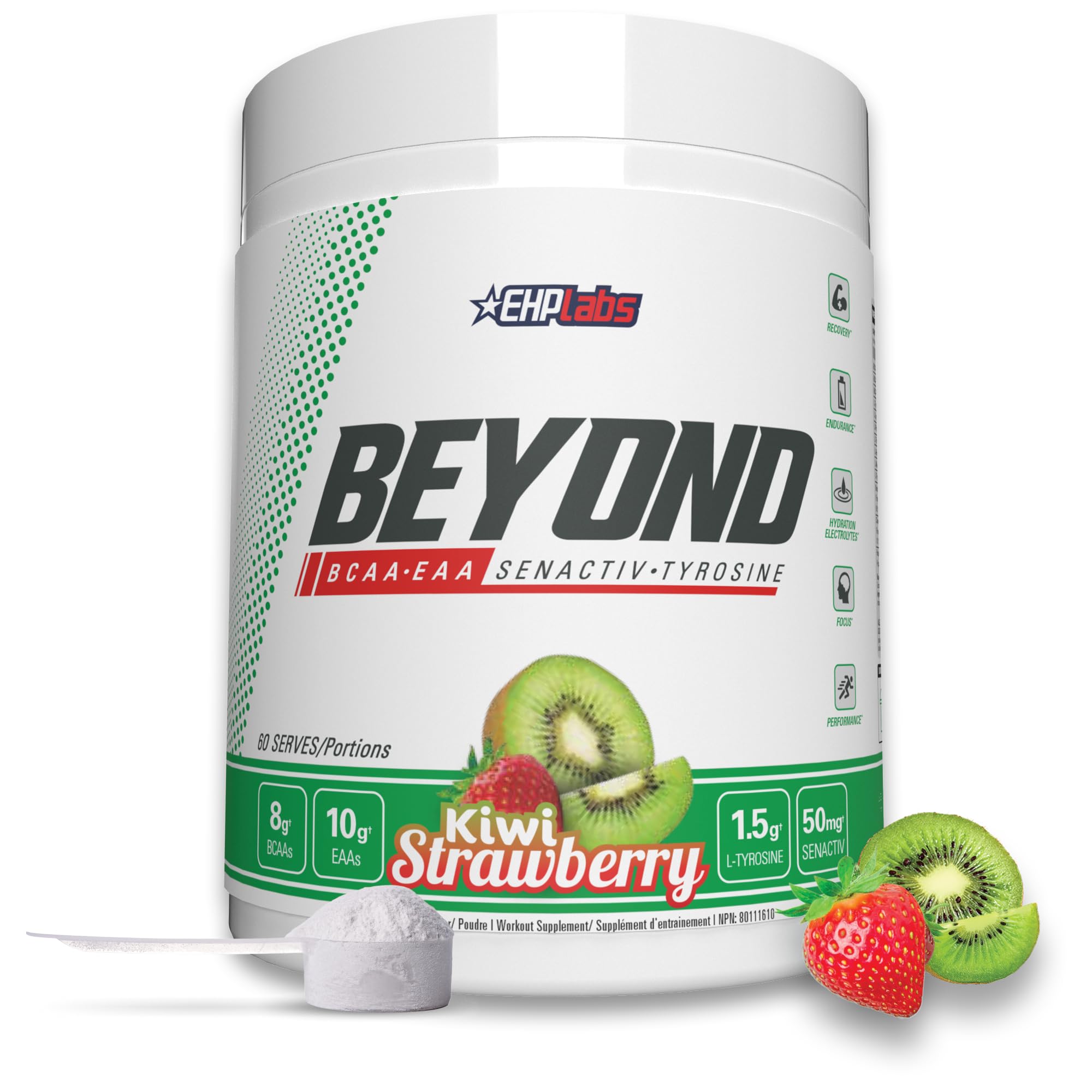 EHP Labs Beyond BCAA Powder - Post Workout Recovery Supplement with Essential Amino Acids (EAA) for Muscle Growth & Recovery - 60 Servings Kiwi Strawberry Flavor - Ideal for Gym, Fitness & Athletic Performance