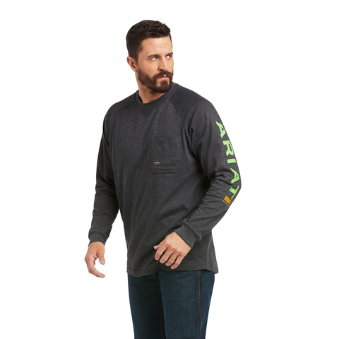Ariat Men's Rebar Cotton Strong Graphic Long Sleeve T-Shirt - Durable Work Shirt for Construction, Farming & Outdoor Activities