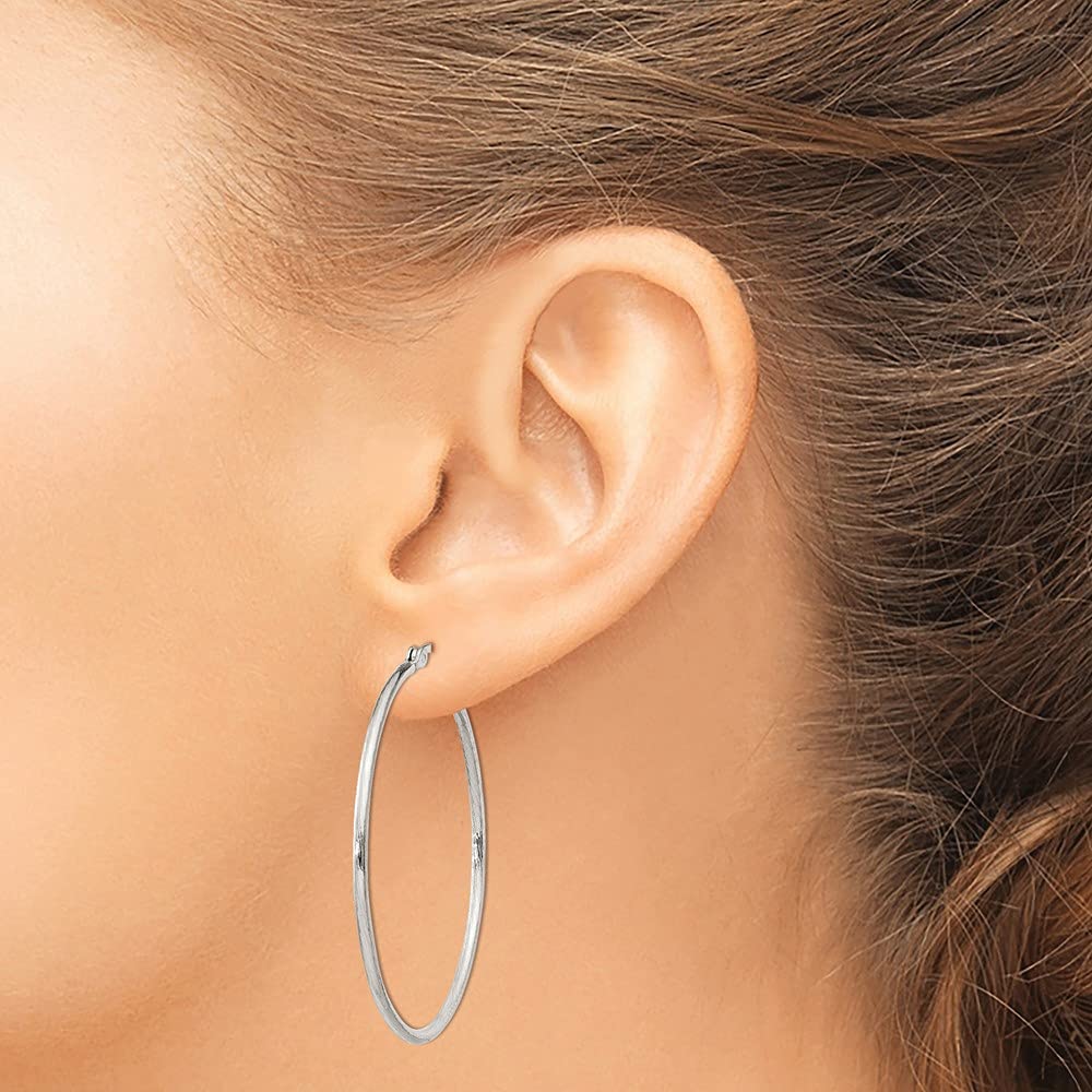 The Black Bow 1.5mm Sterling Silver Textured Round Hoop Earrings, 40mm - Perfect for Casual Outings and Evening Events