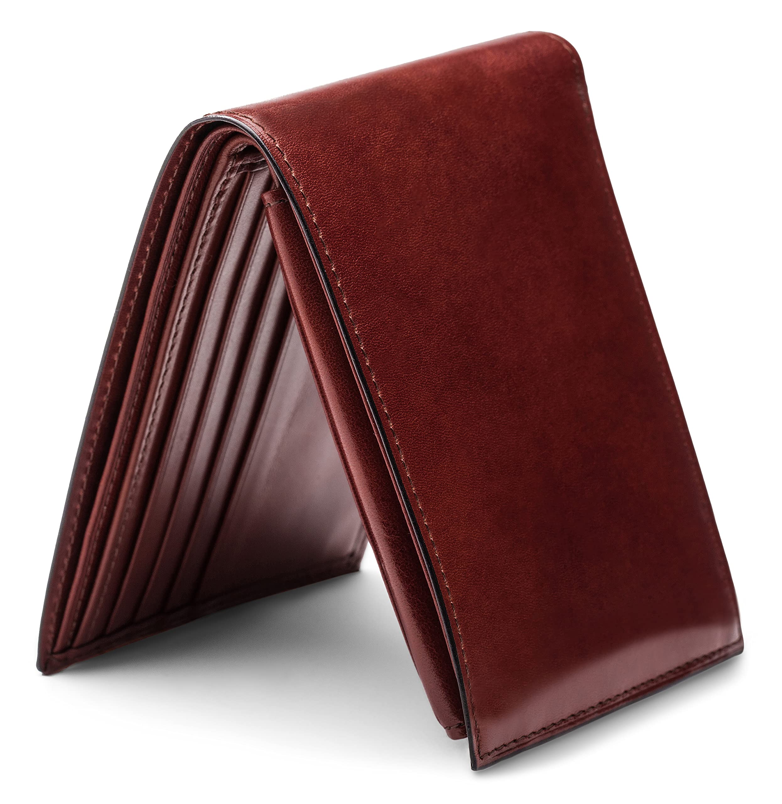 Premium Bifold Leather Wallet for Men - 8 Card Slots & Removable ID Passcase | Hand-Stained Genuine Leather | Gift Box Included (Dark Brown) | Perfect for Everyday Carry, Business & Travel