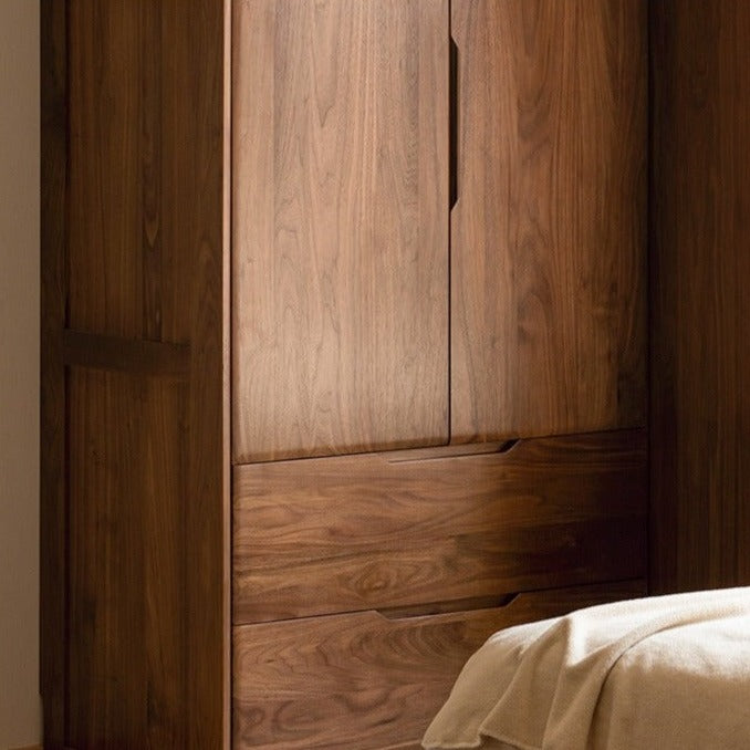 Solid Black Walnut Wood Large Wardrobe - Spacious Closet Organizer for Bedroom, Walk-in Closet & Master Suite Storage