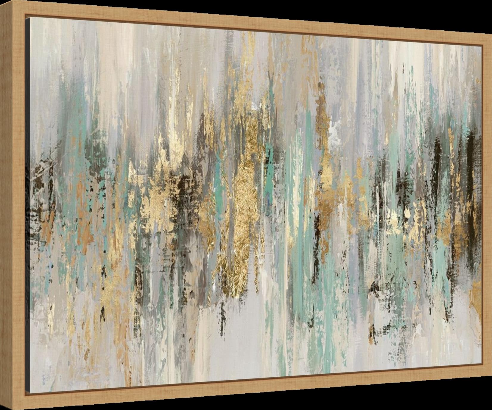Amanti Art Framed Canvas Wall Art 16x23 - Dripping Gold I by Tom Reeves, Abstract Modern Painting for Home Decor, Perfect for Living Room, Bedroom, Bathroom & Kitchen | Wall Art for Contemporary Spaces & Office Decor