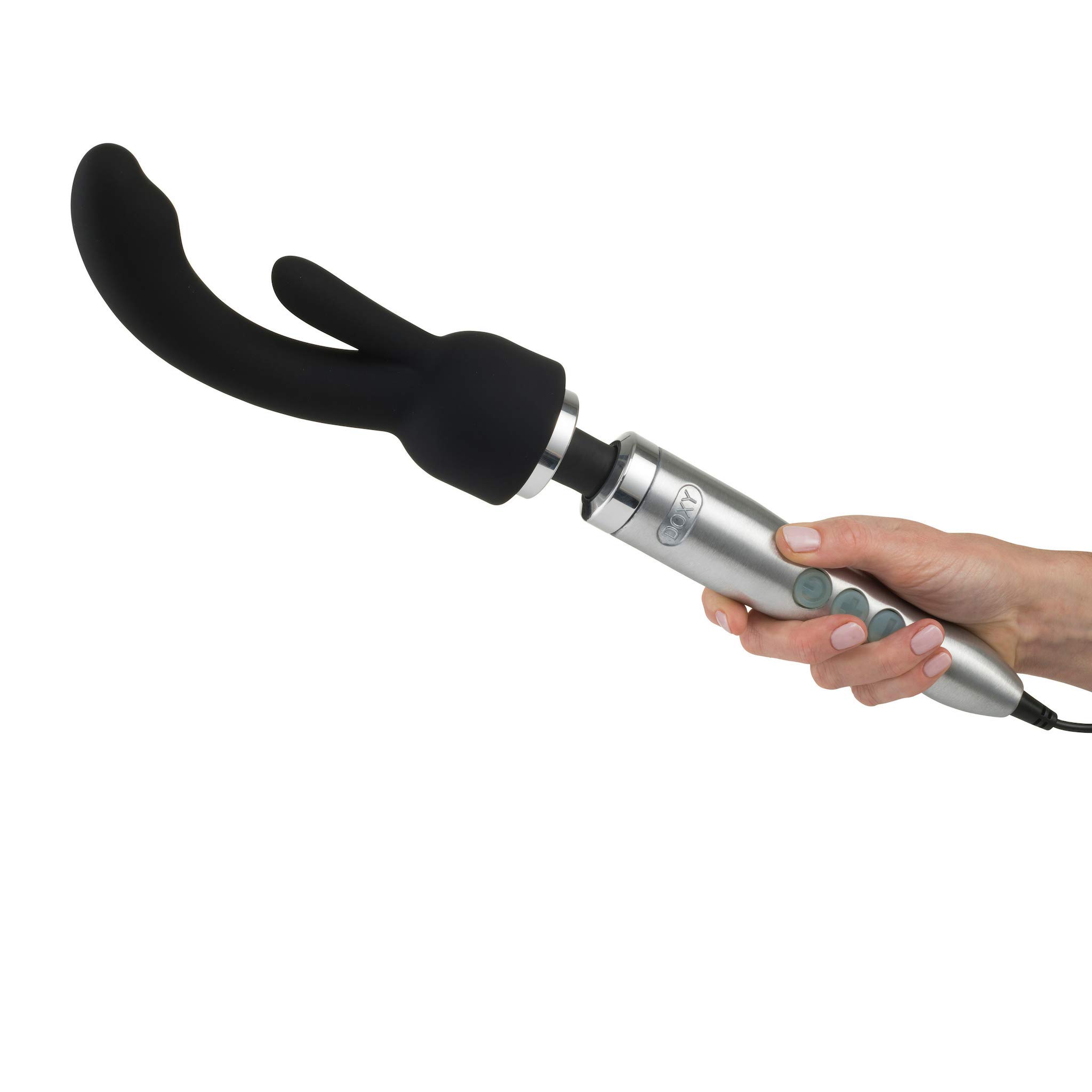 Doxy Number 3 Rabbit Vibrator Attachment - 14cm Long Silicone Massager Head with Thread Lock Screw for Wand Massagers - Perfect for Couples Play & G-Spot Stimulation