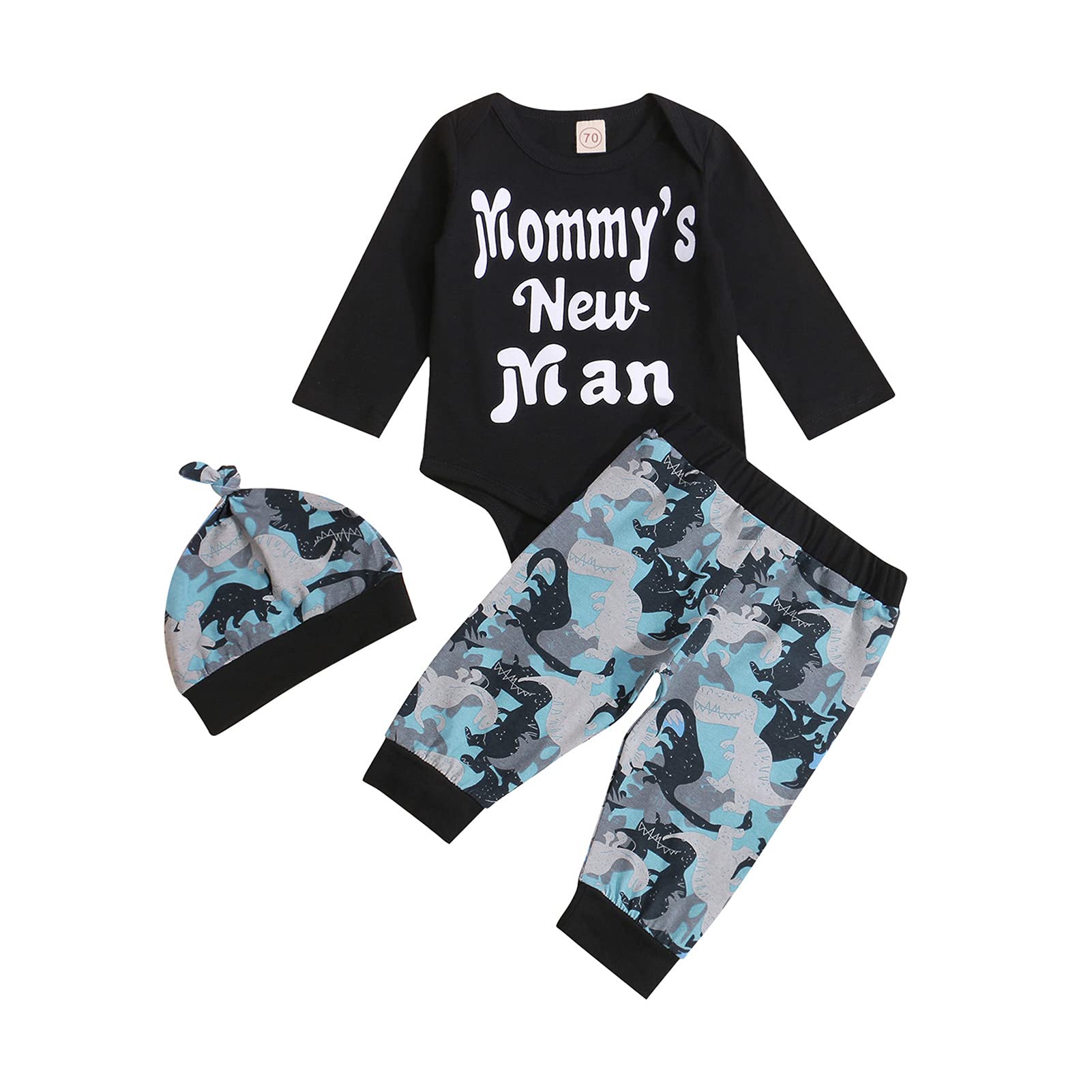 Adorable Newborn Baby Boy Fall Outfit - Dinosaur Romper & Pants Set | Soft Cotton Bodysuit & Pants Combo for Toddlers | Perfect for Autumn Photoshoots, Playdates & Holiday Gifts